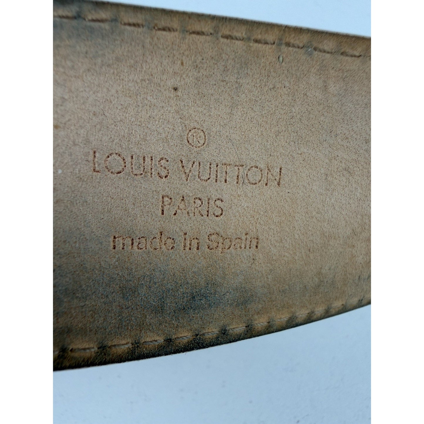 Louis Vuitton Initiales Belt 90-36 Damier Azur Canvas & Gold-Tone Hardware K1
