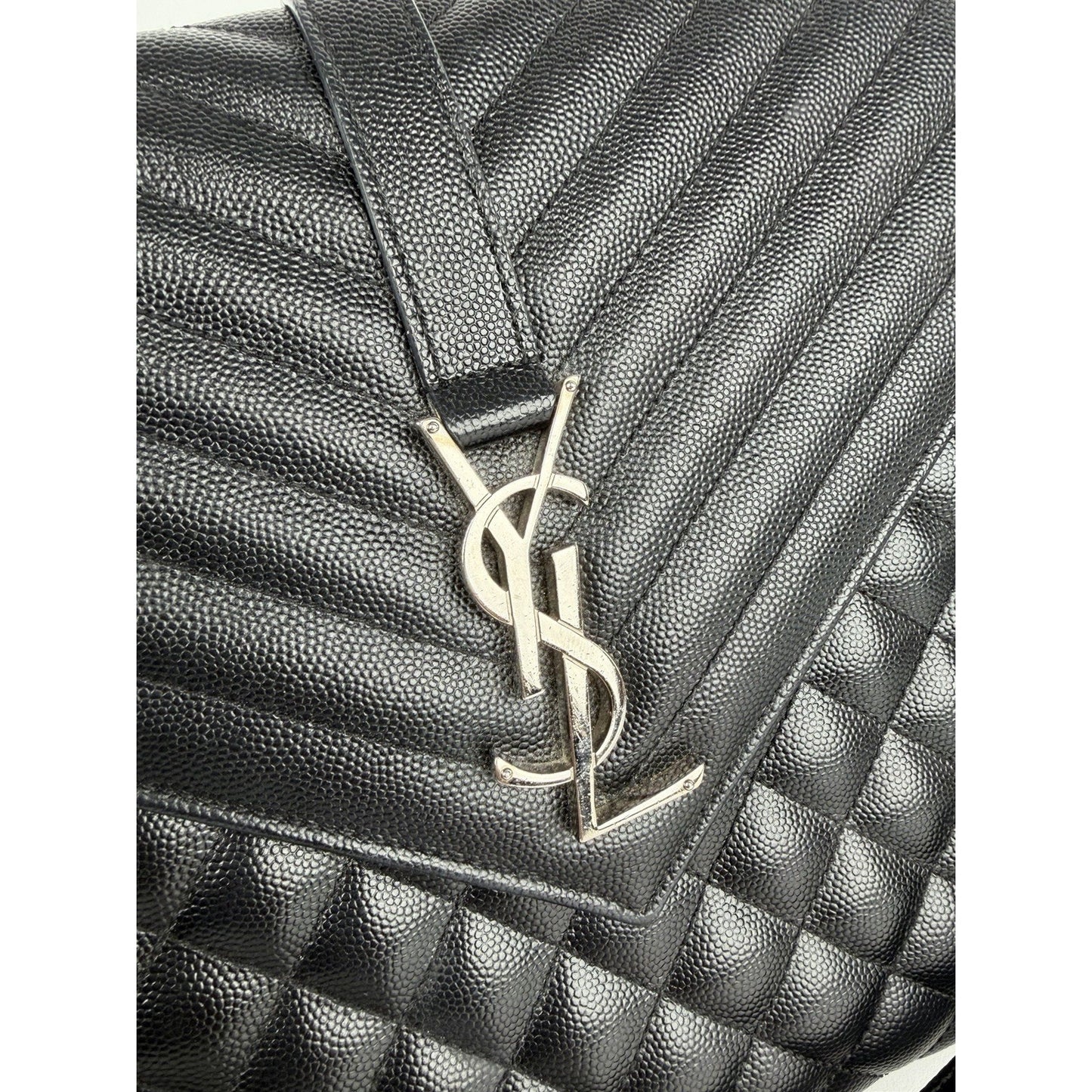 Saint Laurent Envelope Bag Large in Black Grain de Poudre Quilted Leather B1