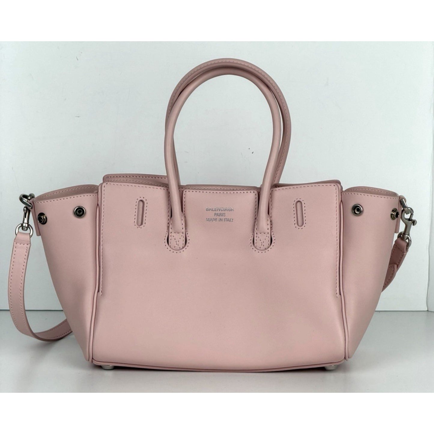 Balenciaga Bel Air Mini Bag in Pink Calfskin Leather Silver-Tone HW E6