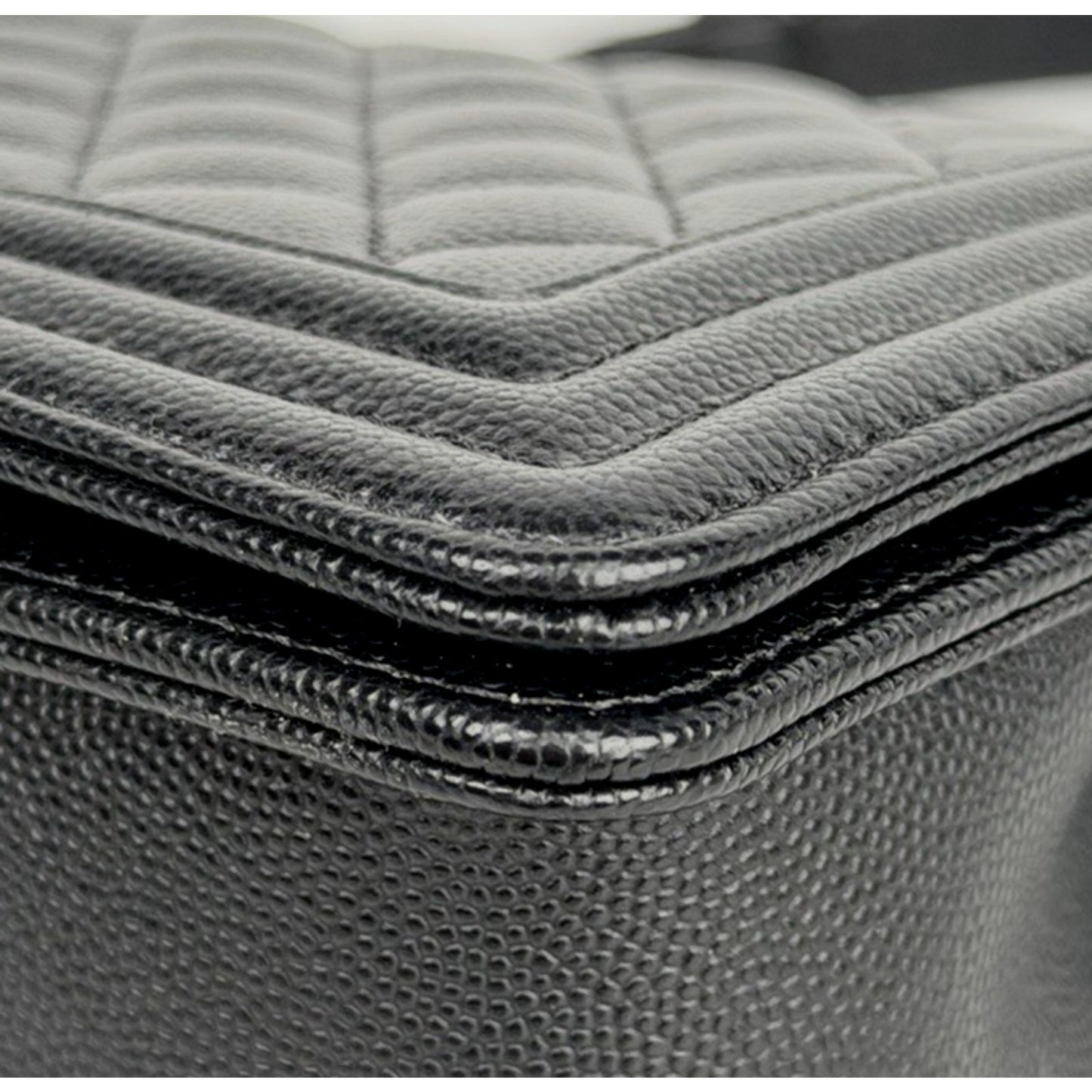 Chanel Boy Flap Bag Old Medium in Black Caviar Leather Gunmetal Hardware NFC C6