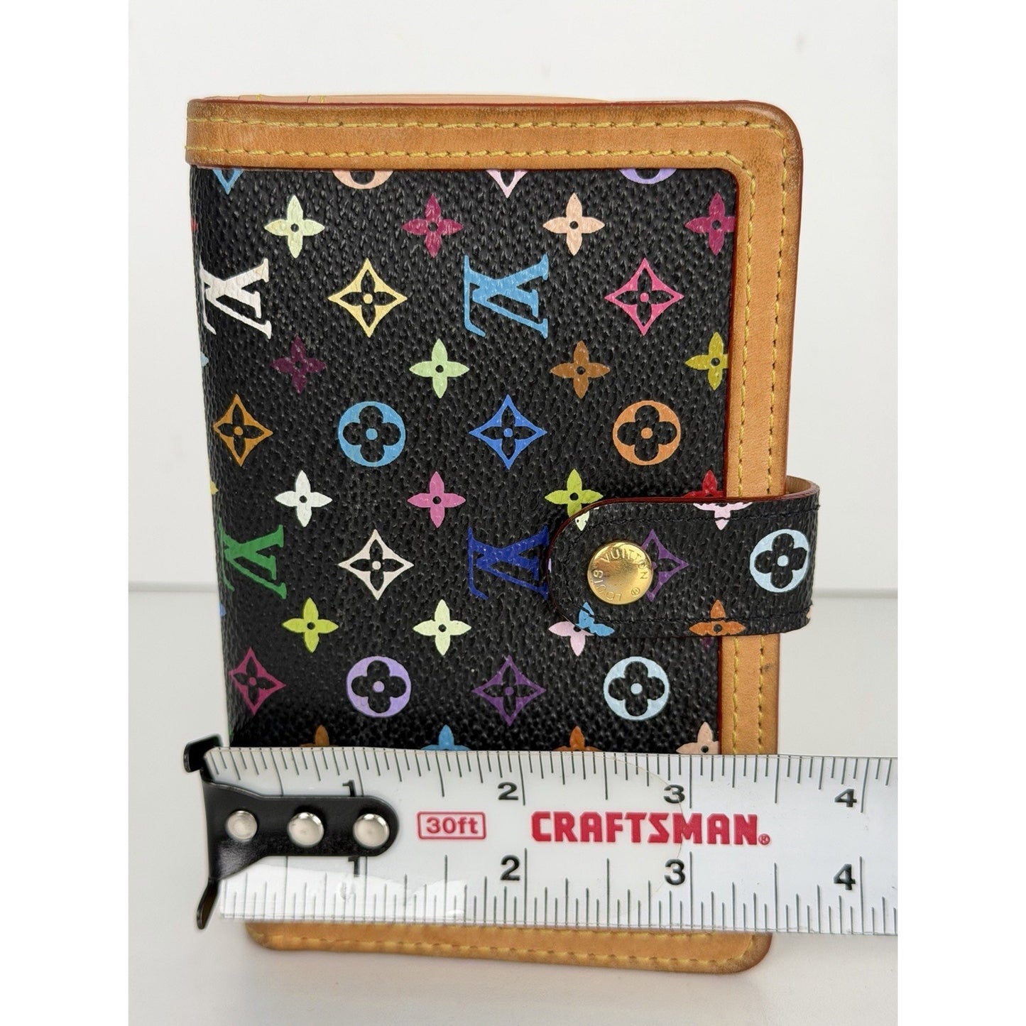 Louis Vuitton Monogram Multicolor French Purse Wallet in Black Canvas 2007
