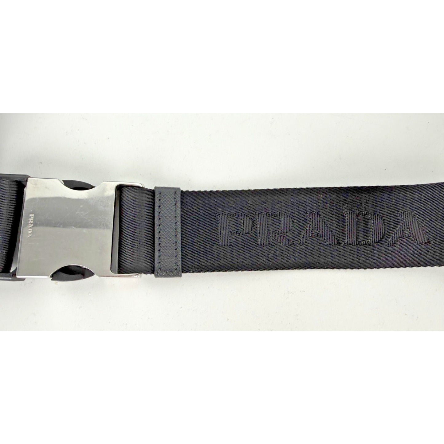 Prada Enameled Metal Triangle Logo Belt Bag in Black Saffiano Leather B-5
