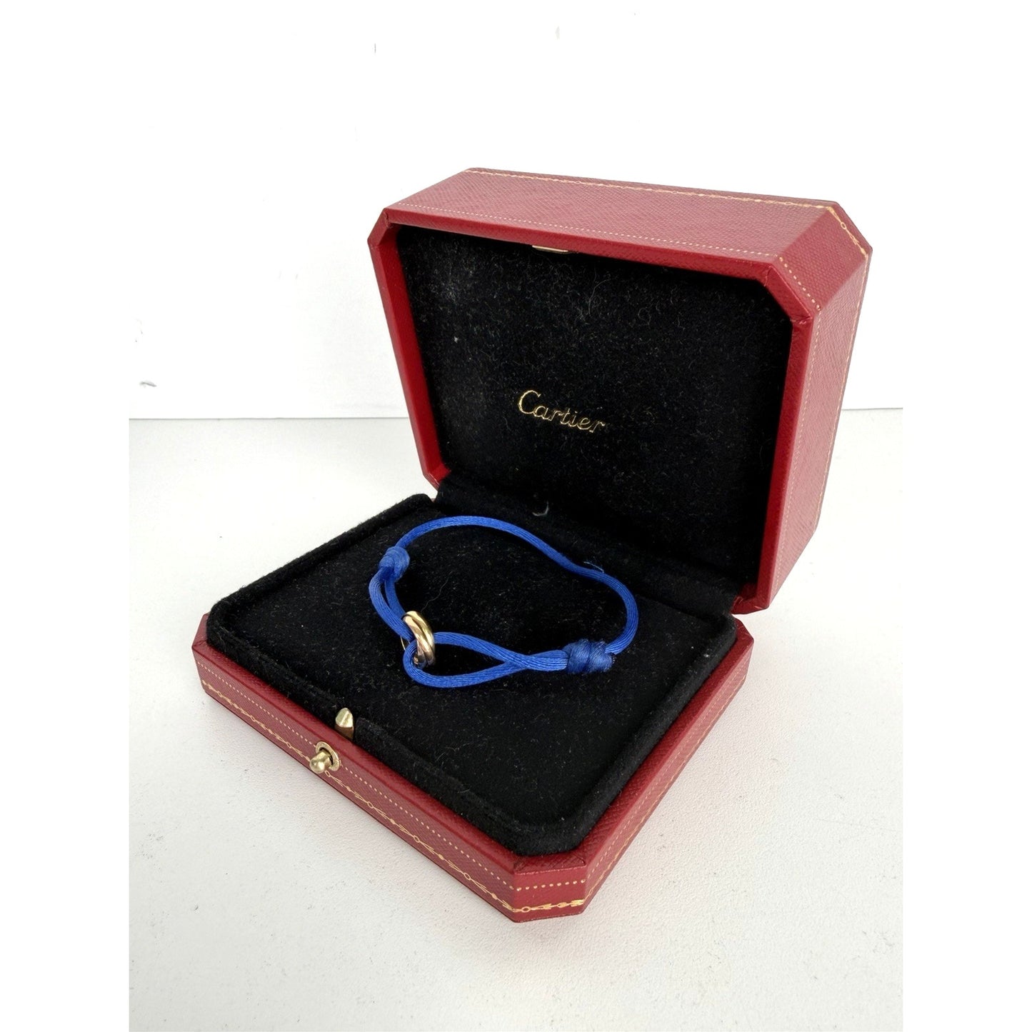 Cartier Cord Trinity Bracelet in 18K Tri-Color Gold & Blue Silk