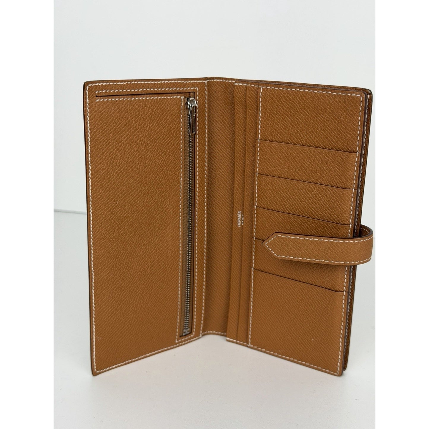 Hermes Bearn Soufflet Long Wallet in Gold Epsom Leather 2022