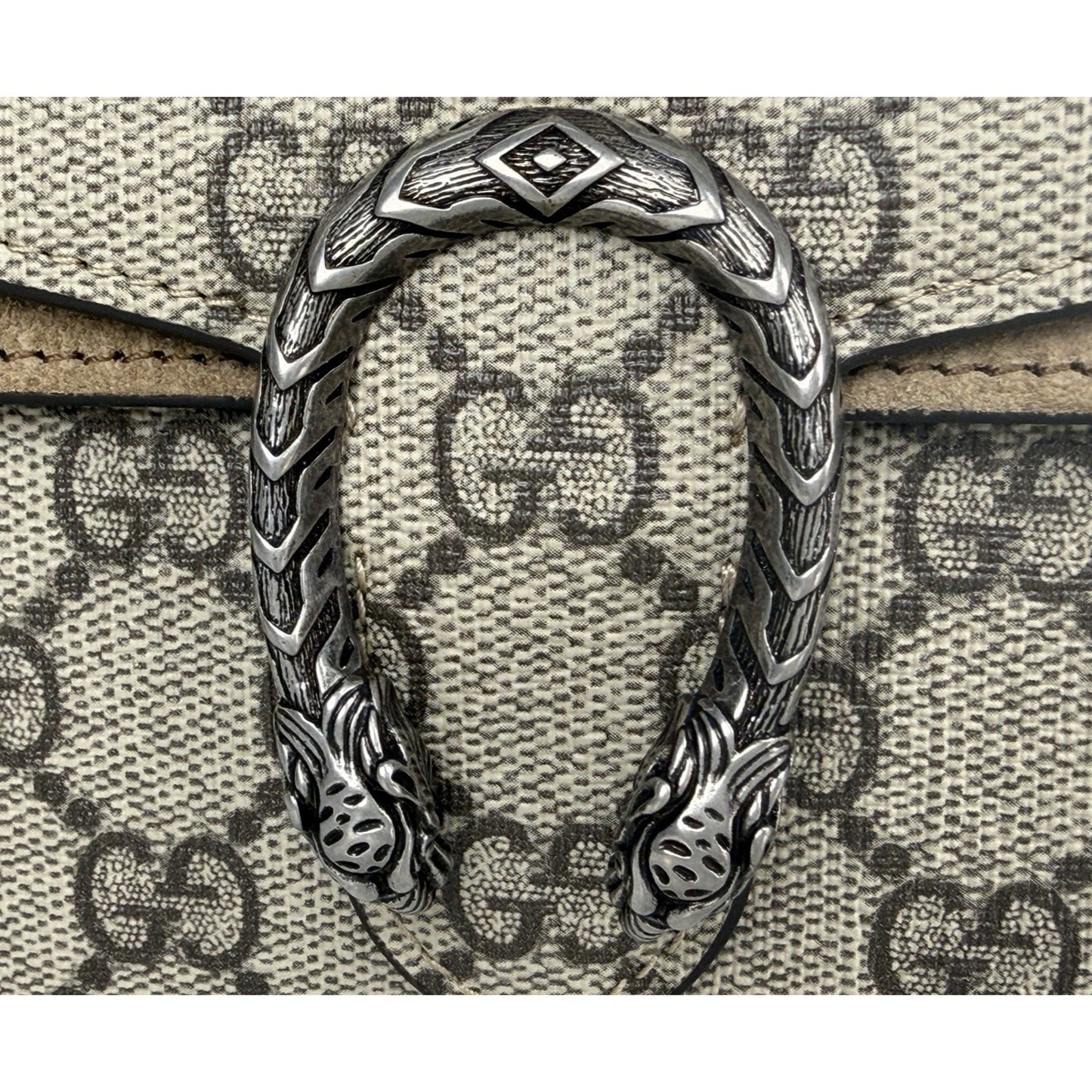 Gucci Dionysus Bag Super Mini in Brown GG Supreme Monogram Coated Canvas S-13