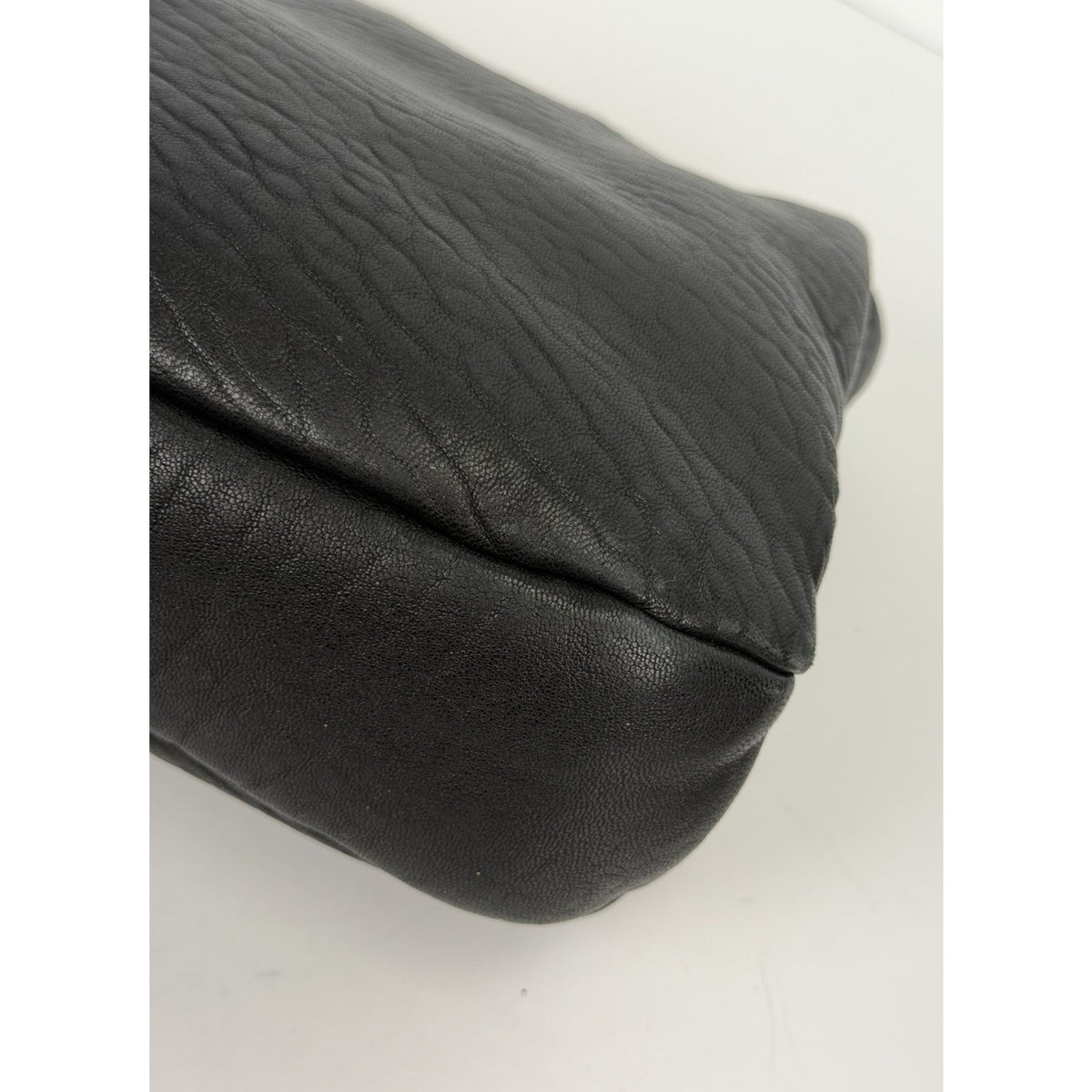 Saint Laurent Large Clutch in Nero Crafted Grained Leather Gold-Tone Hardware F3
