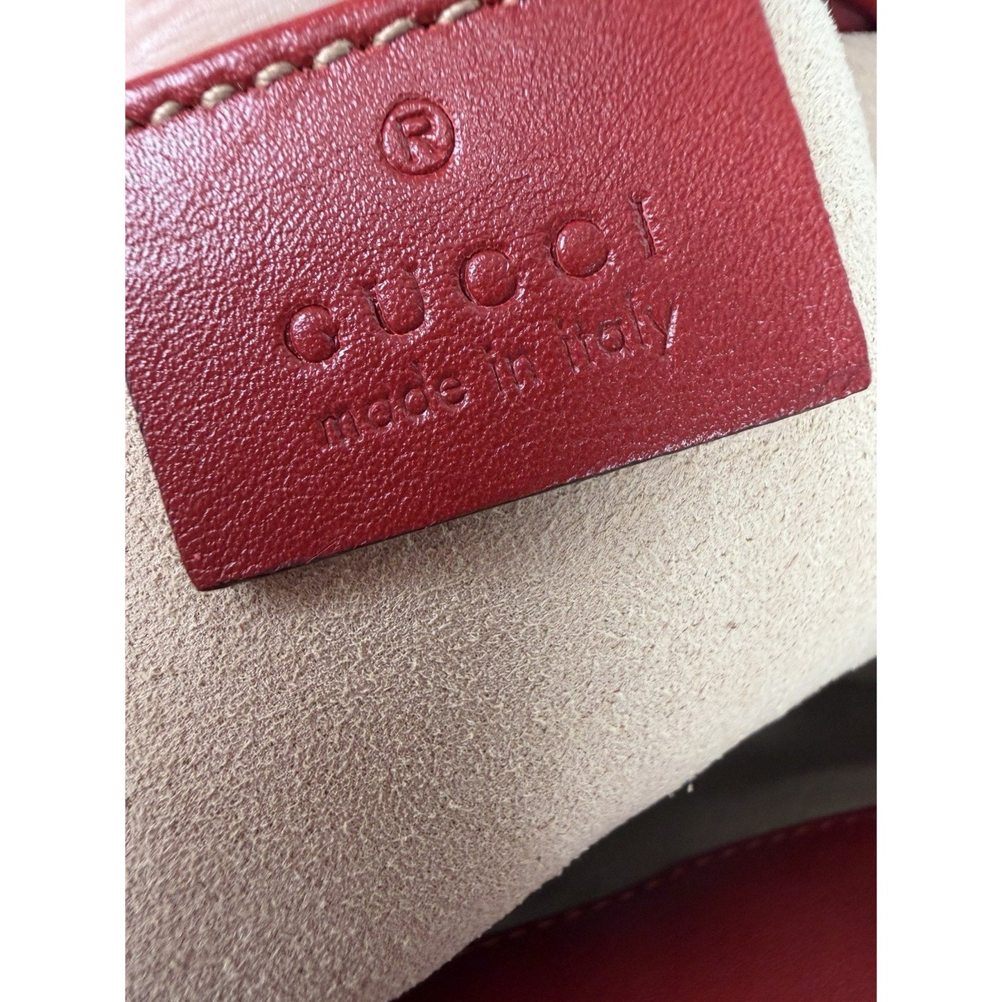 Gucci Marmont Drawstring Mini Backpack Matelasse Leather Red