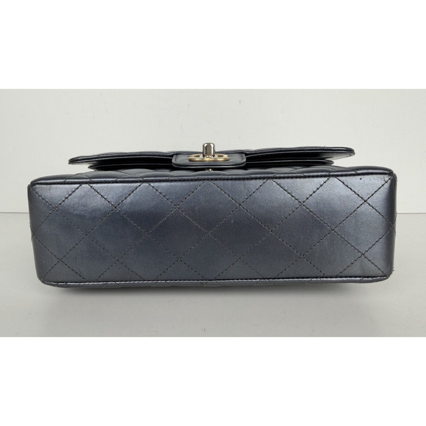 Chanel Classic Double Flap Bag Small in Metallic Navy Quilted Leather NFC B-6