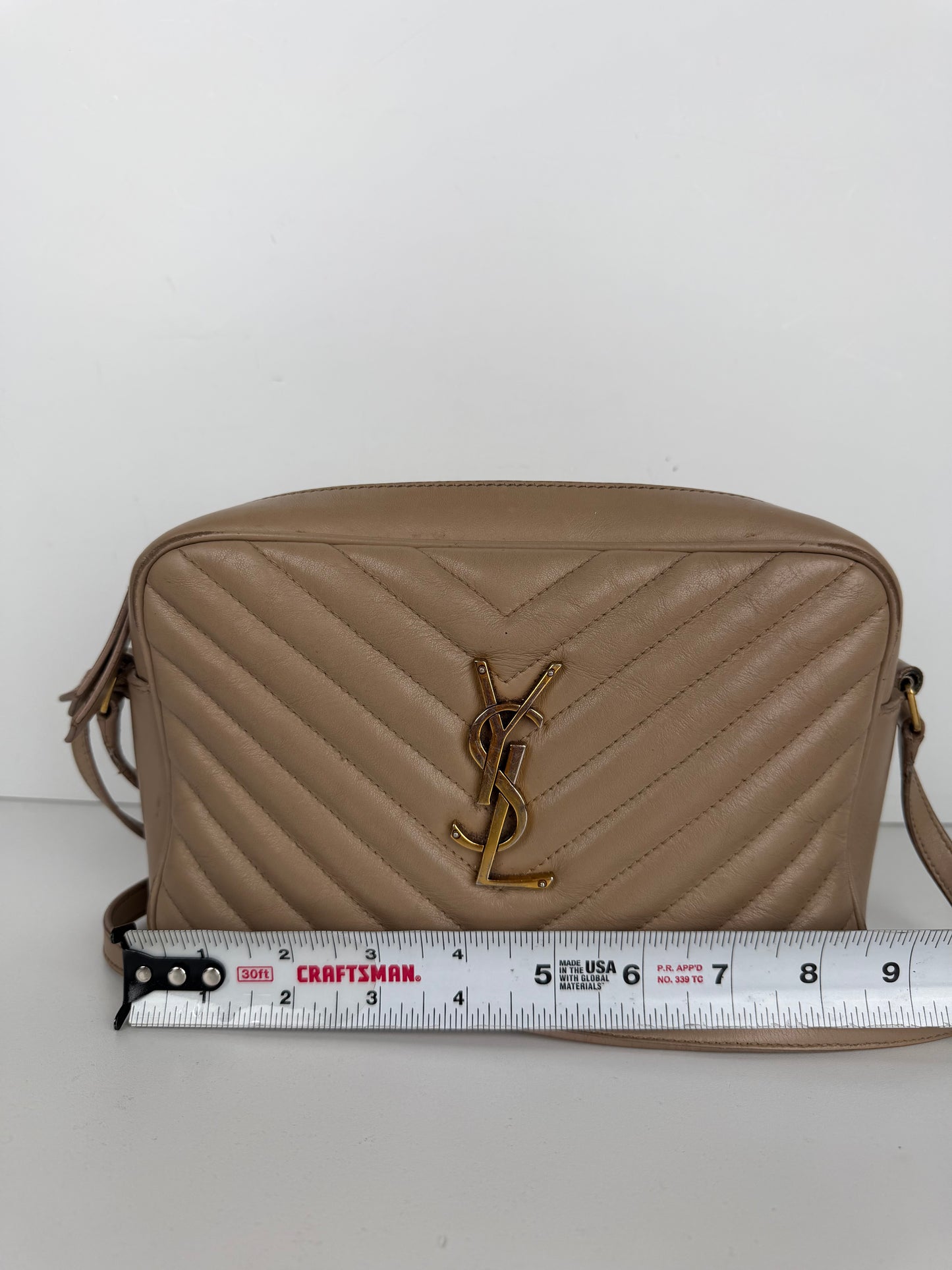 Saint Laurent Matelasse Monogram Lou Camera Bag Small in Beige Leather YS-08