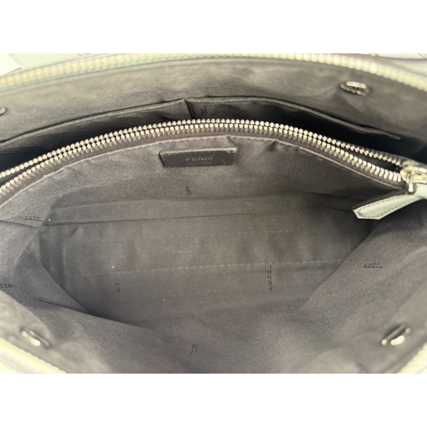 Fendi By The Way Medium Satchel Bag in Gray Leather with Studded Details S01