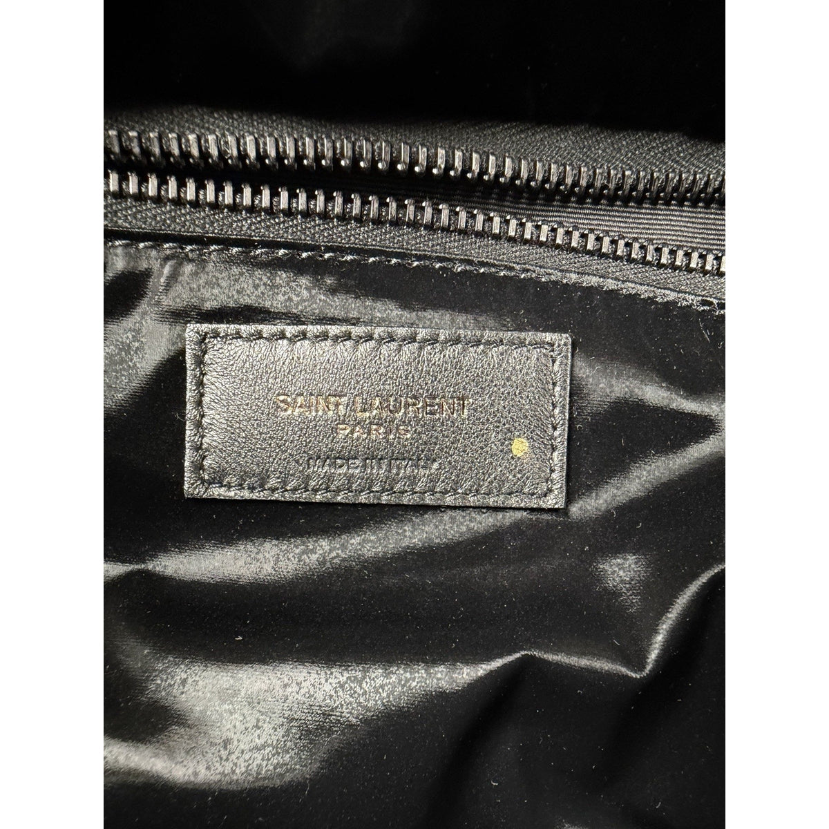 Saint Laurent Padded Tote Bag in Black Shiny Puffy Nylon with Embossed Logo C-6