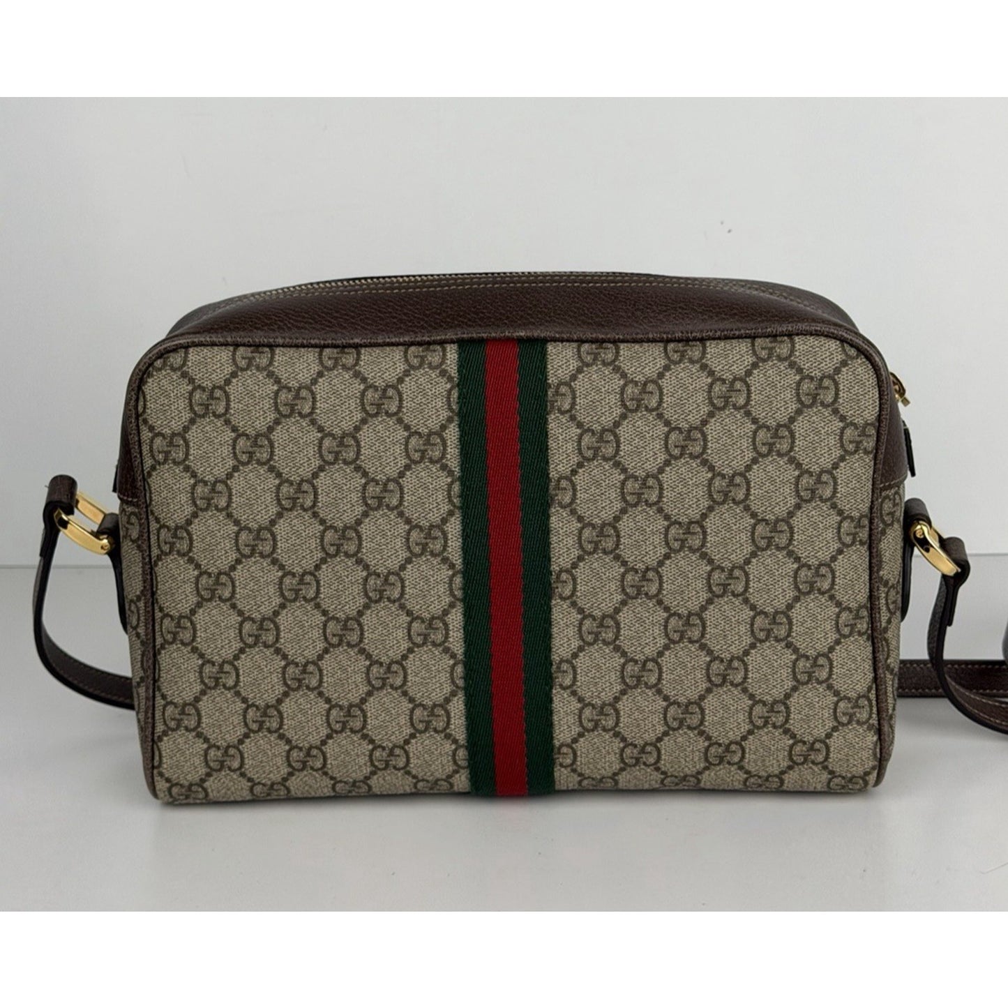 Gucci Ophidia Supreme Monogram Small Shoulder Bag Brown S06
