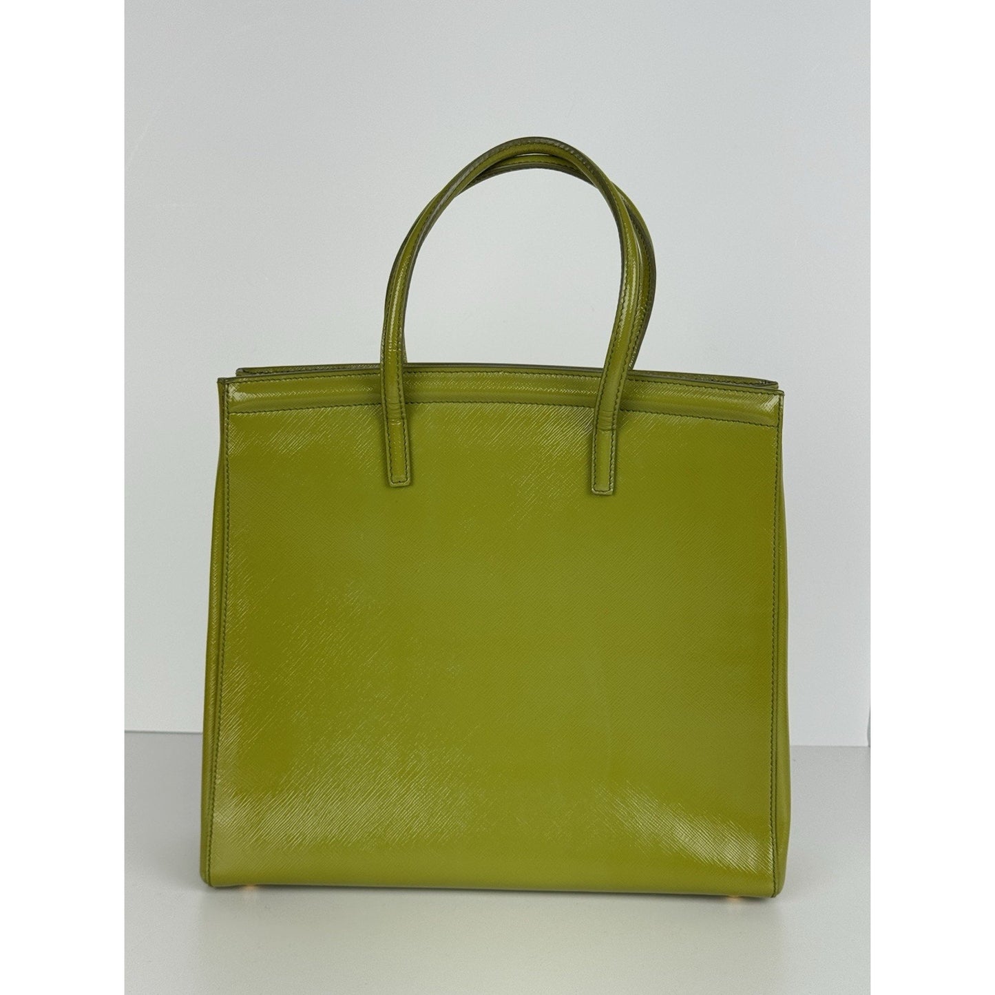 Prada Saffiano Leather Tote Bag Green with Gold Hardware D-1