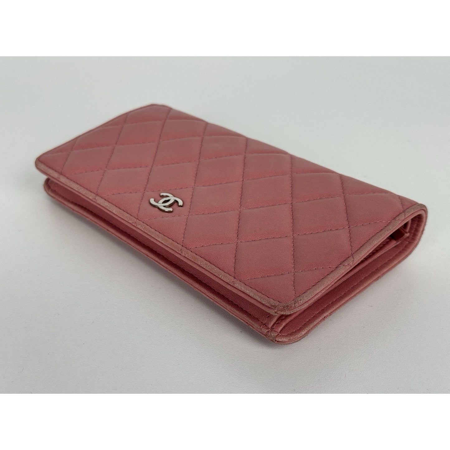 Chanel Long Yen Continental Wallet in Pink Quilted Lambskin Leather