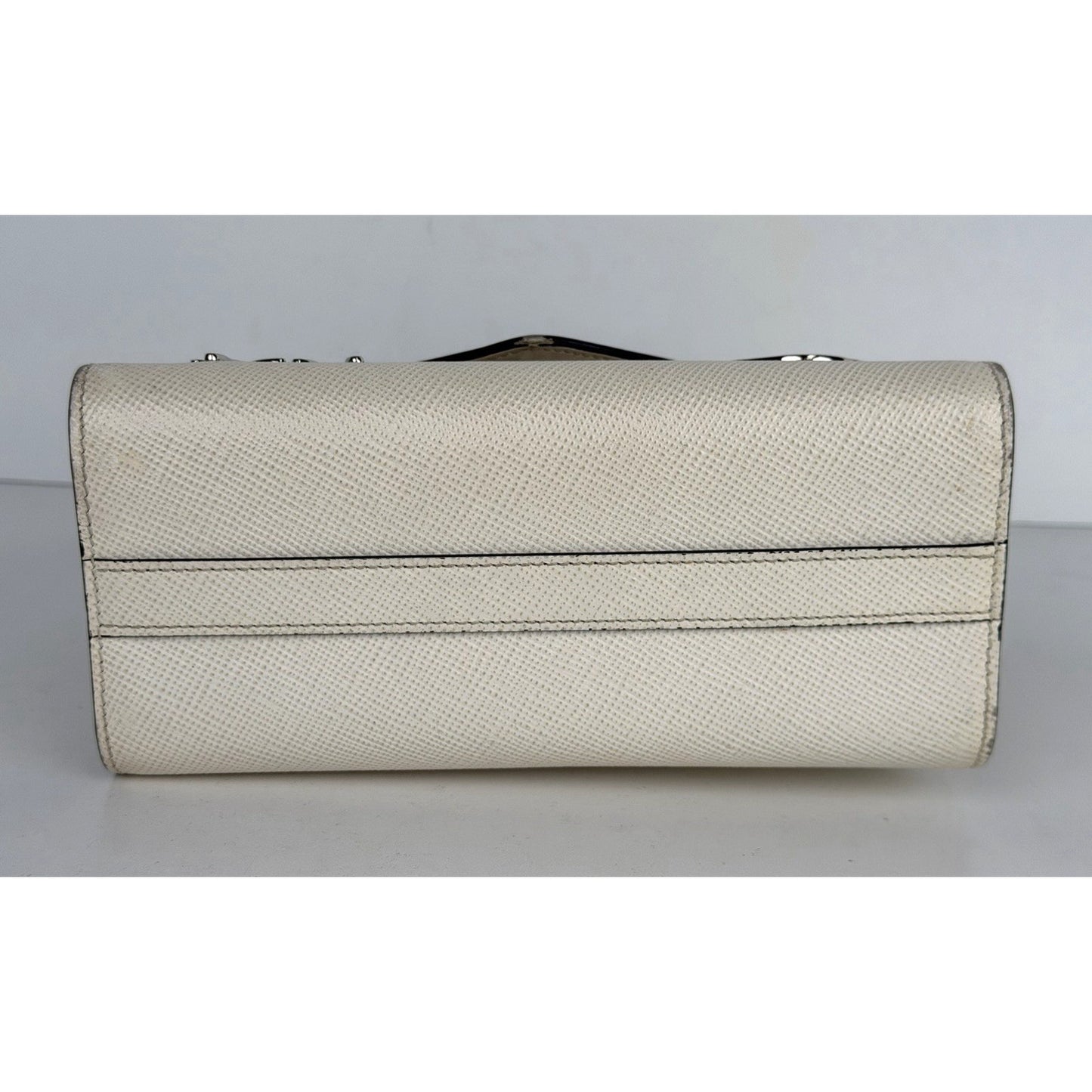 Prada Monochrome Patch Envelope Shoulder Bag Small in White Saffiano Leather S18