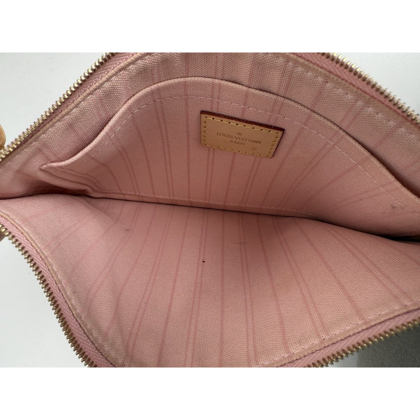 LOUIS VUITTON Neverfull Monogram White Canvas Pink Interior Tote Shoulder Bag