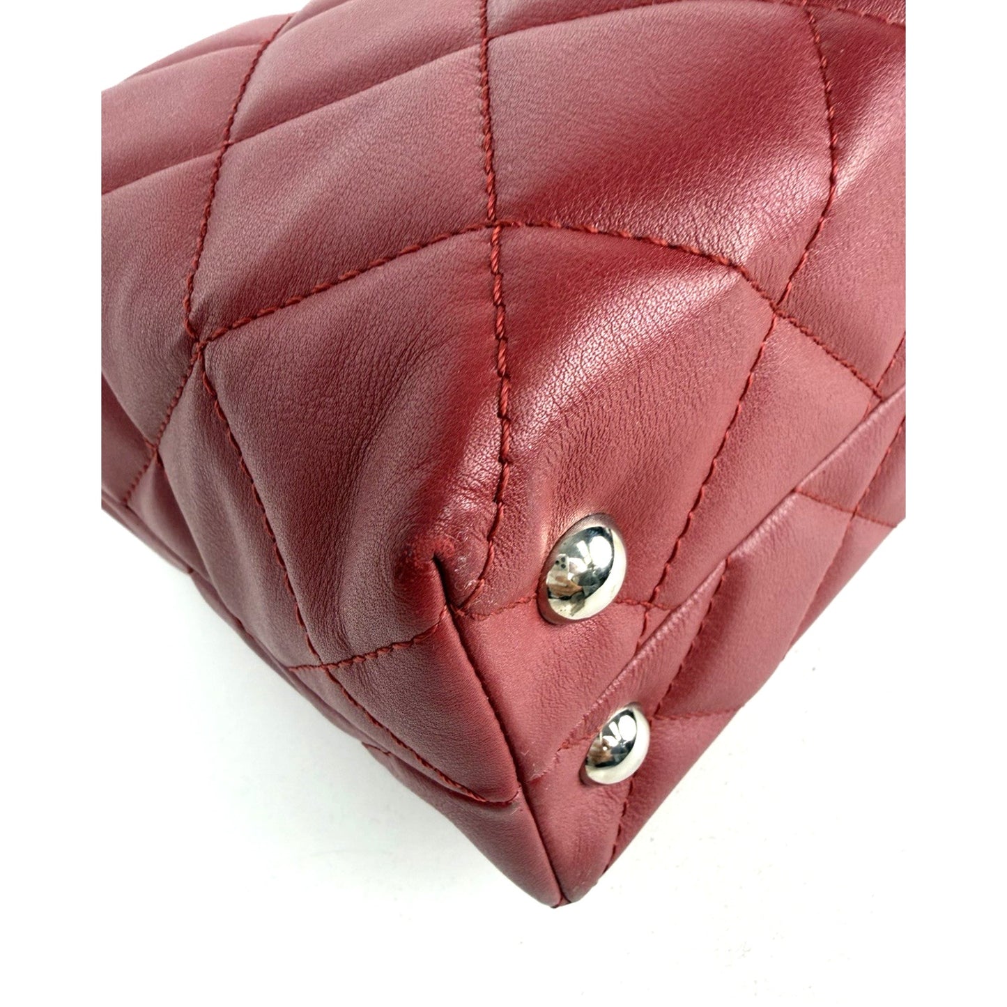 Chanel In The Business Tote Bag Medium in Red Leather Silver Hardware 2011 E-1
