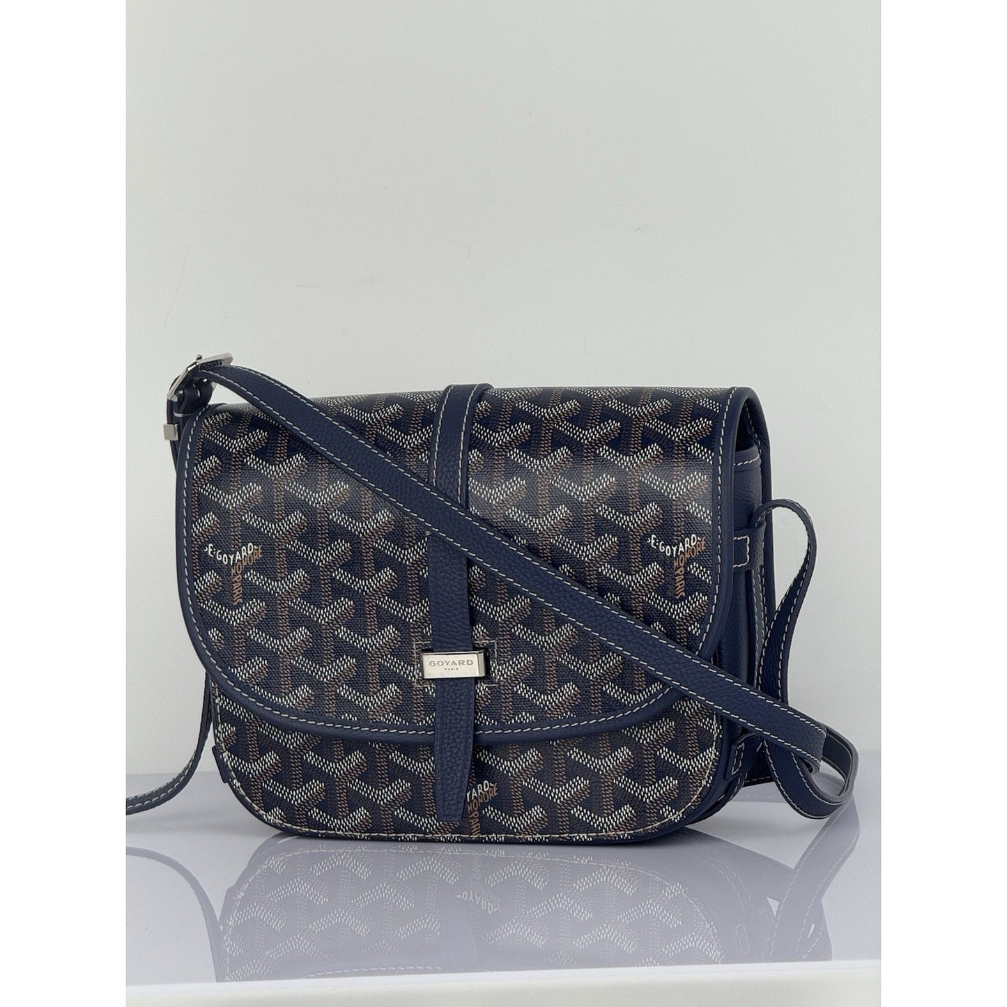 Goyard Belvedere Bag Blue Canvas Leather Crossbody