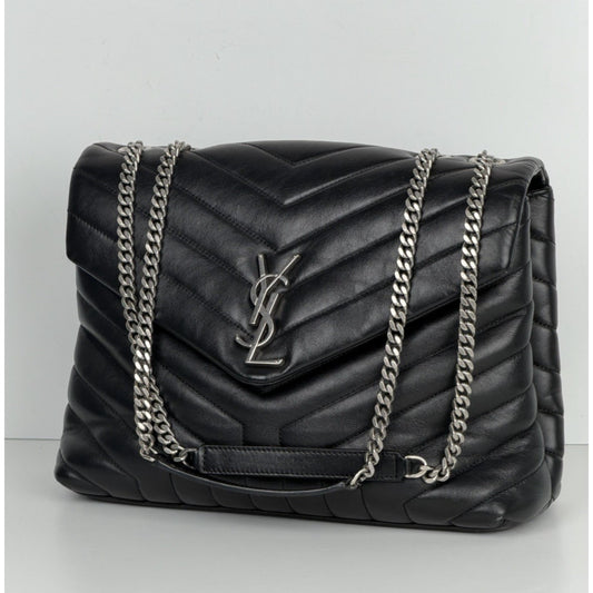 Saint Laurent Toy Loulou Shoulder Bag in Black Quilted Leather Medium R1