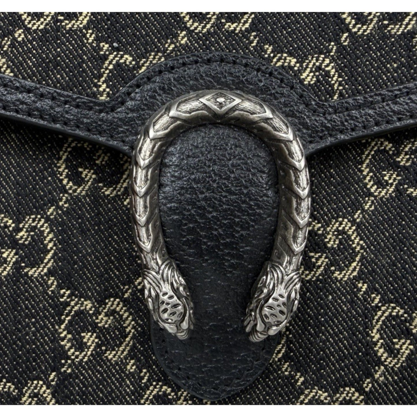 Gucci Dionysus Wallet Bag Mini on Chain in Black GG Supreme Denim Canvas S17