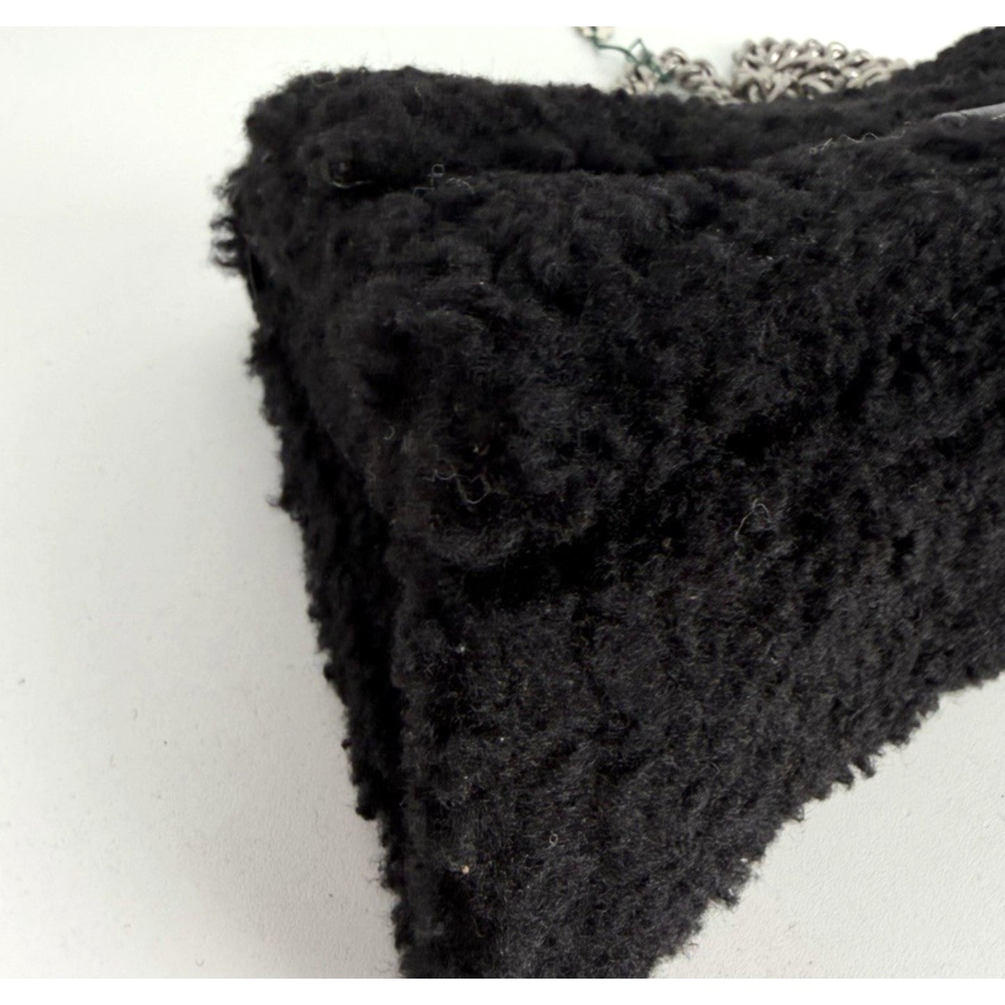 Balenciaga Crush Small Chain Bag in Black Curly Fake Shearling E6