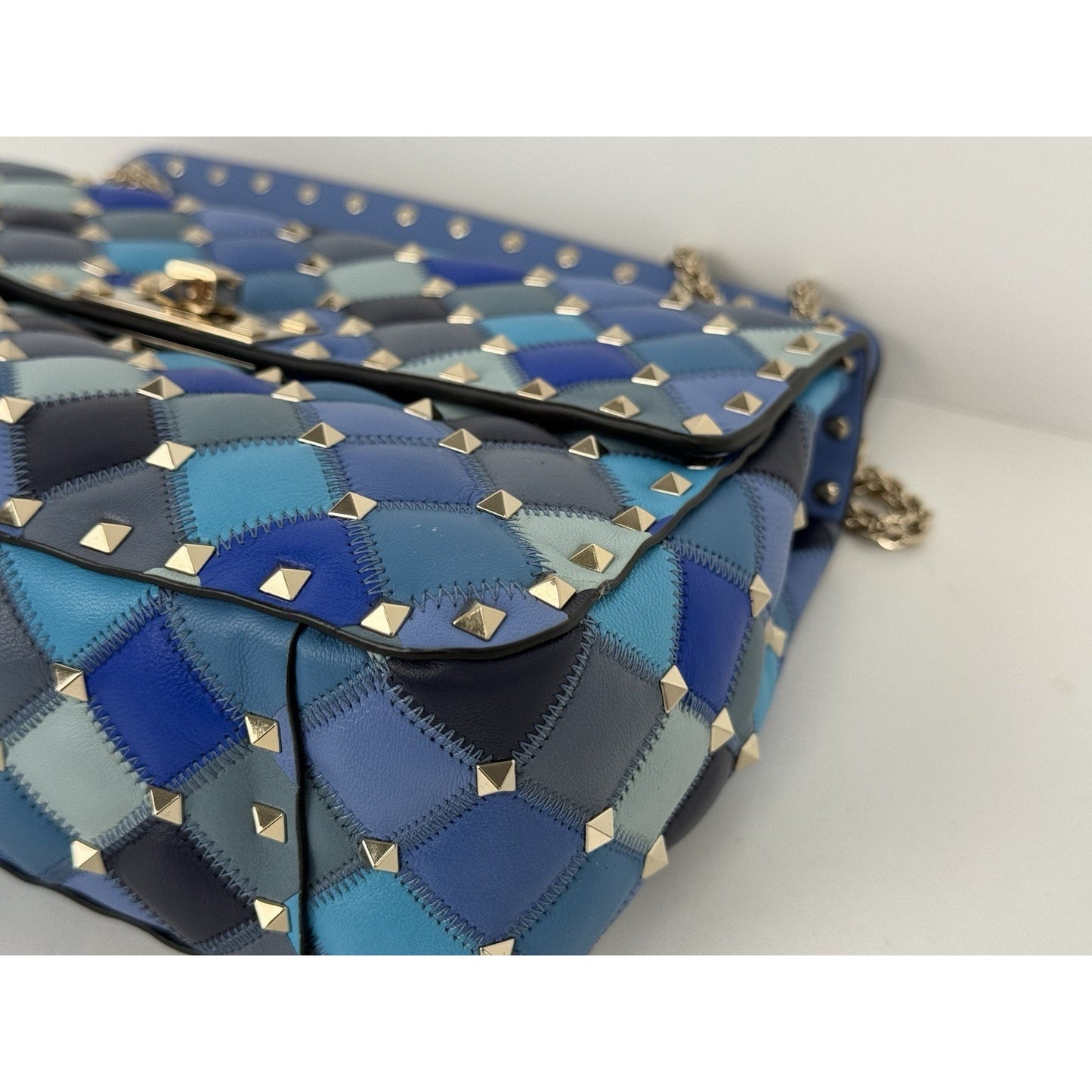 Valentino Garavani Lambskin Patchwork Medium Rockstud Spike Shoulder Bag Angel