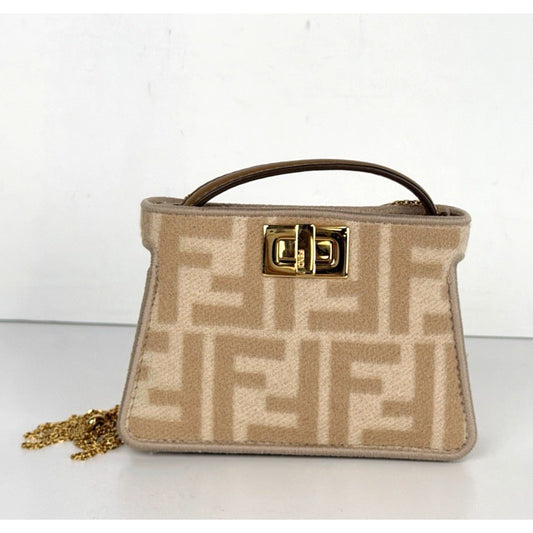 Fendi Nano Peekaboo Charm Bag in Iconic Zucca FF Monogram Canvas K3