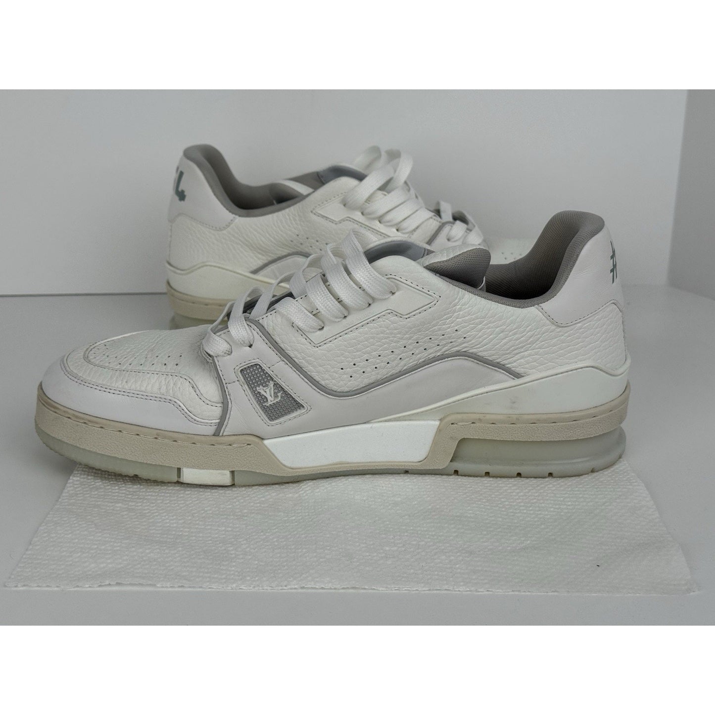 Louis Vuitton LV Trainer White Leather Men's Sneakers Size 9