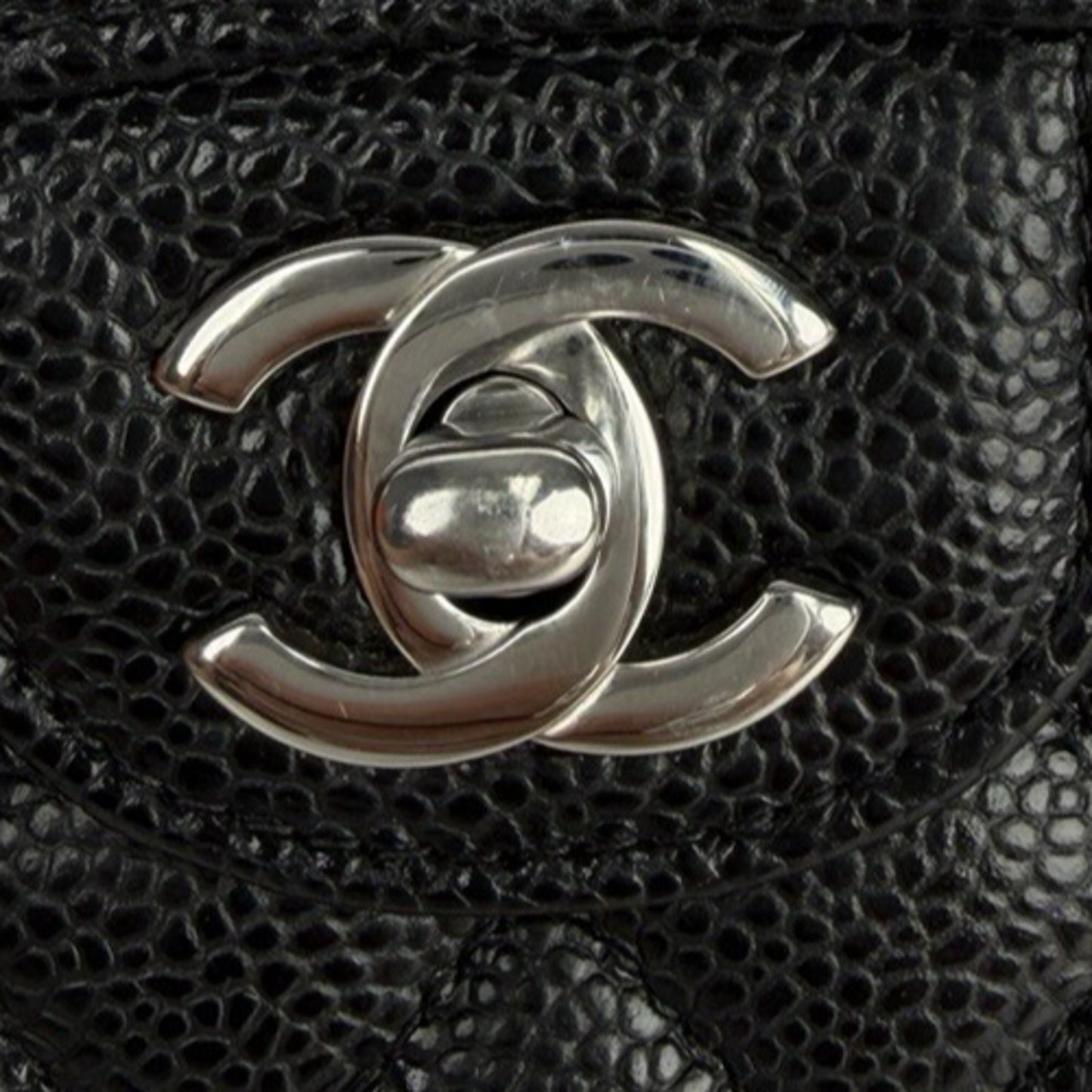 Chanel Classic Double Flap Small Bag Black Caviar Leather Silver Hardware NFC D7