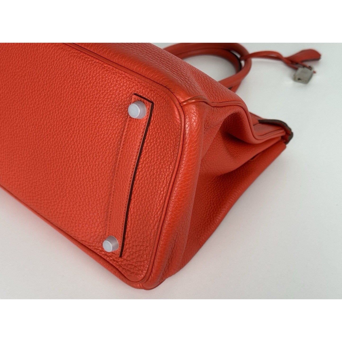 Hermes Birkin 35 Handbag in Red Clemence Leather with Palladium Hardware D-4
