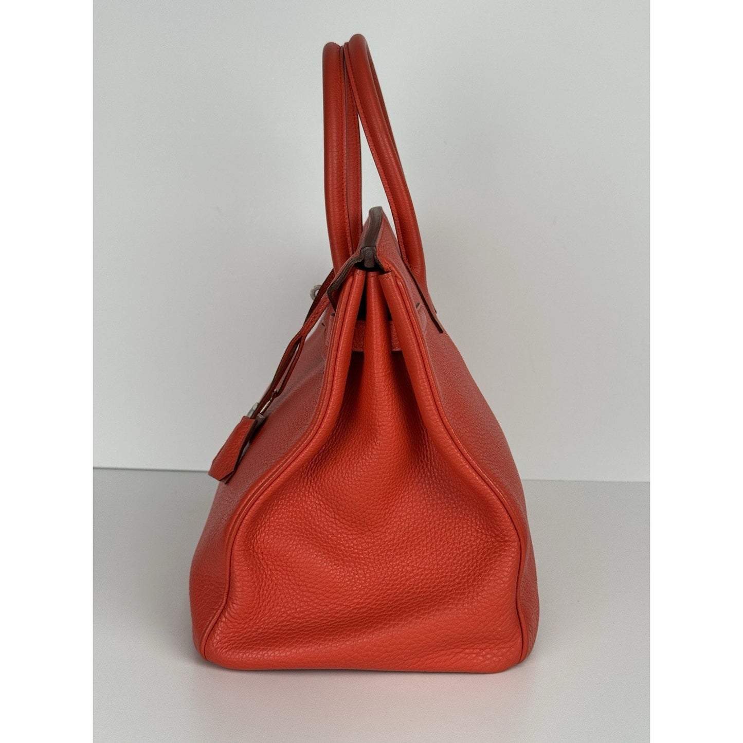 Hermes Birkin 35 Handbag in Red Clemence Leather with Palladium Hardware D-4