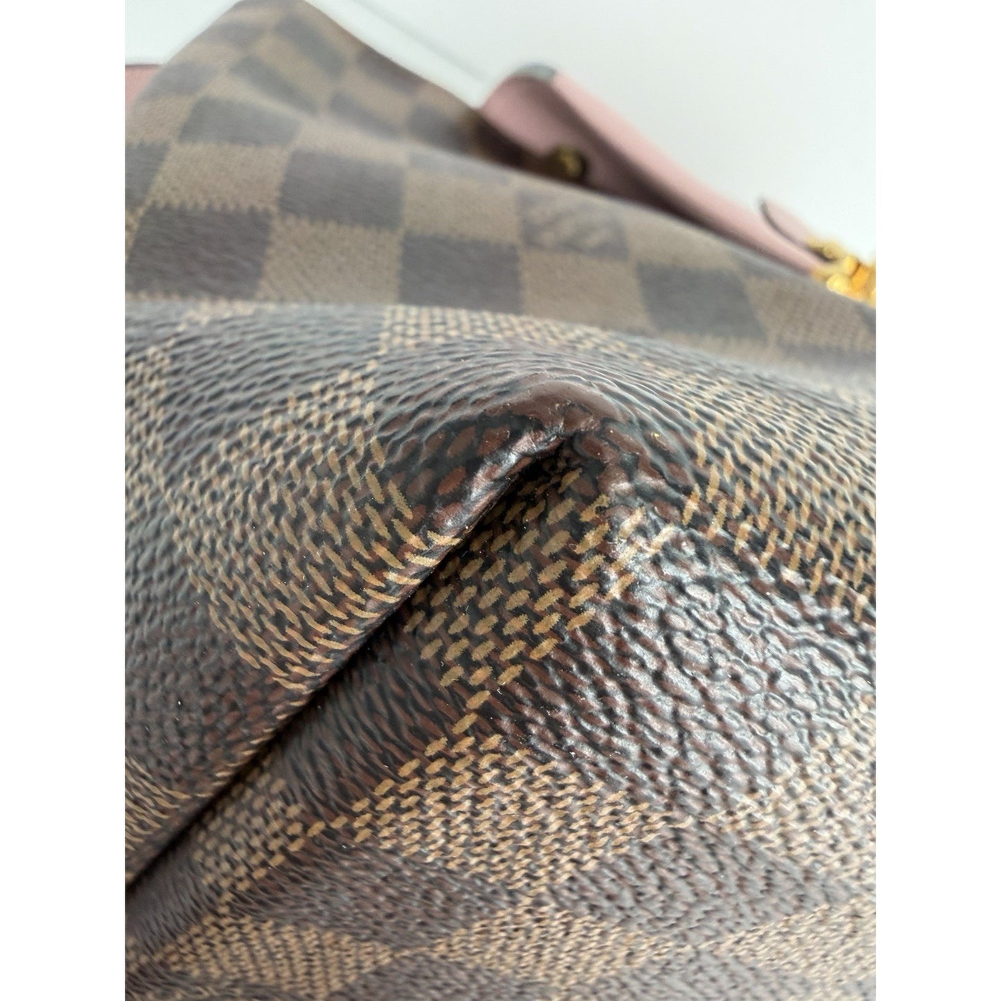 Louis Vuitton Clapton Backpack Damier Ebene Coated Canvas&Pink Leather Flap D8