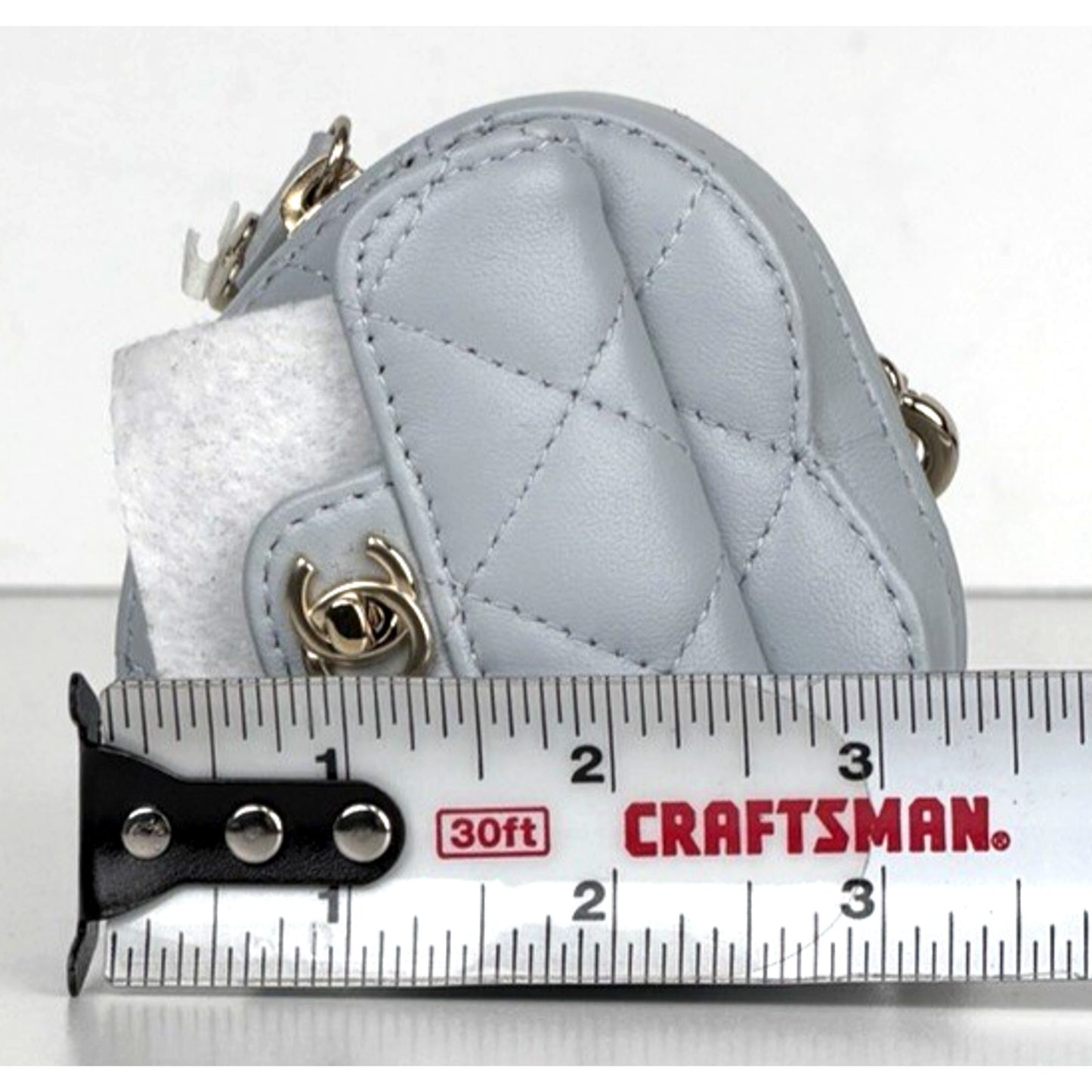 Chanel CC In Love Heart Mini Bag Charm in Light Blue Quilted Lambskin U-3