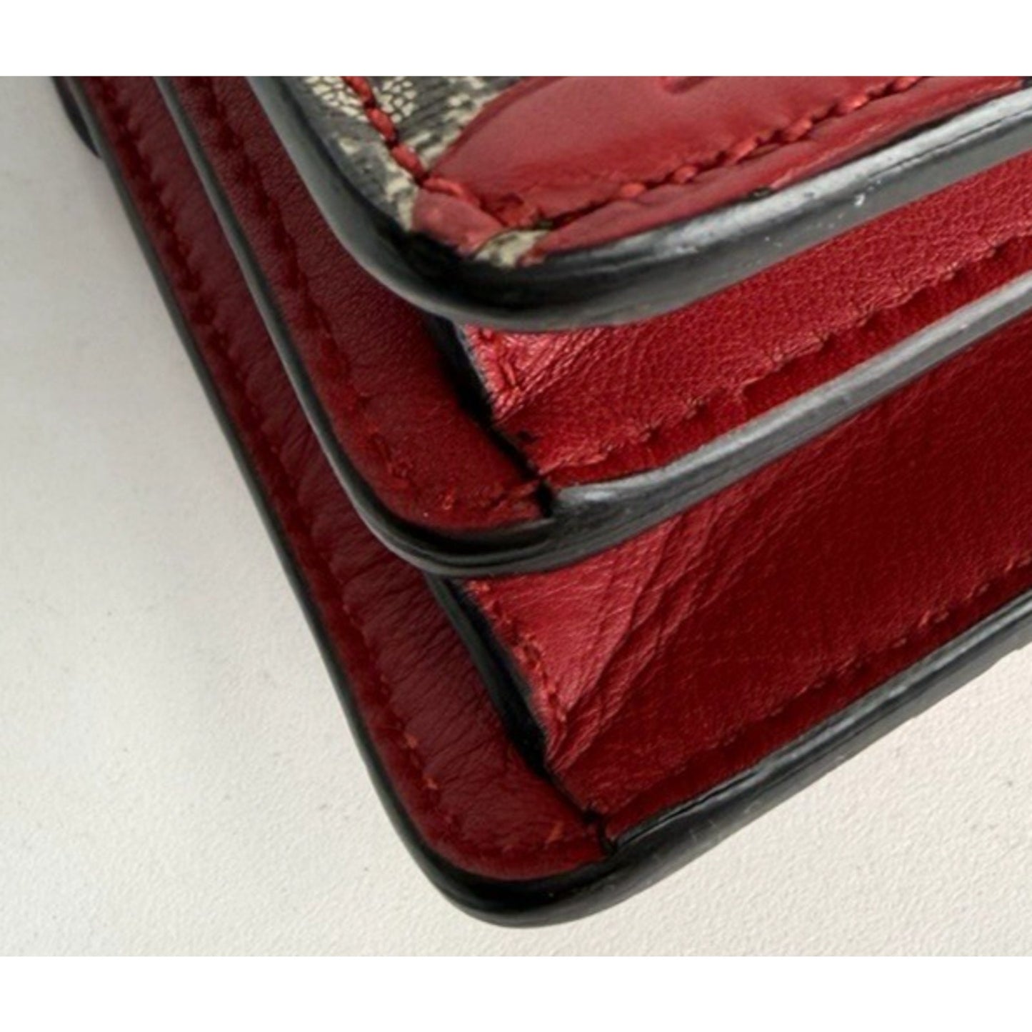 Gucci GG Supreme Arabesque Dionysus Shoulder Bag Small with Red Leather Trim S07