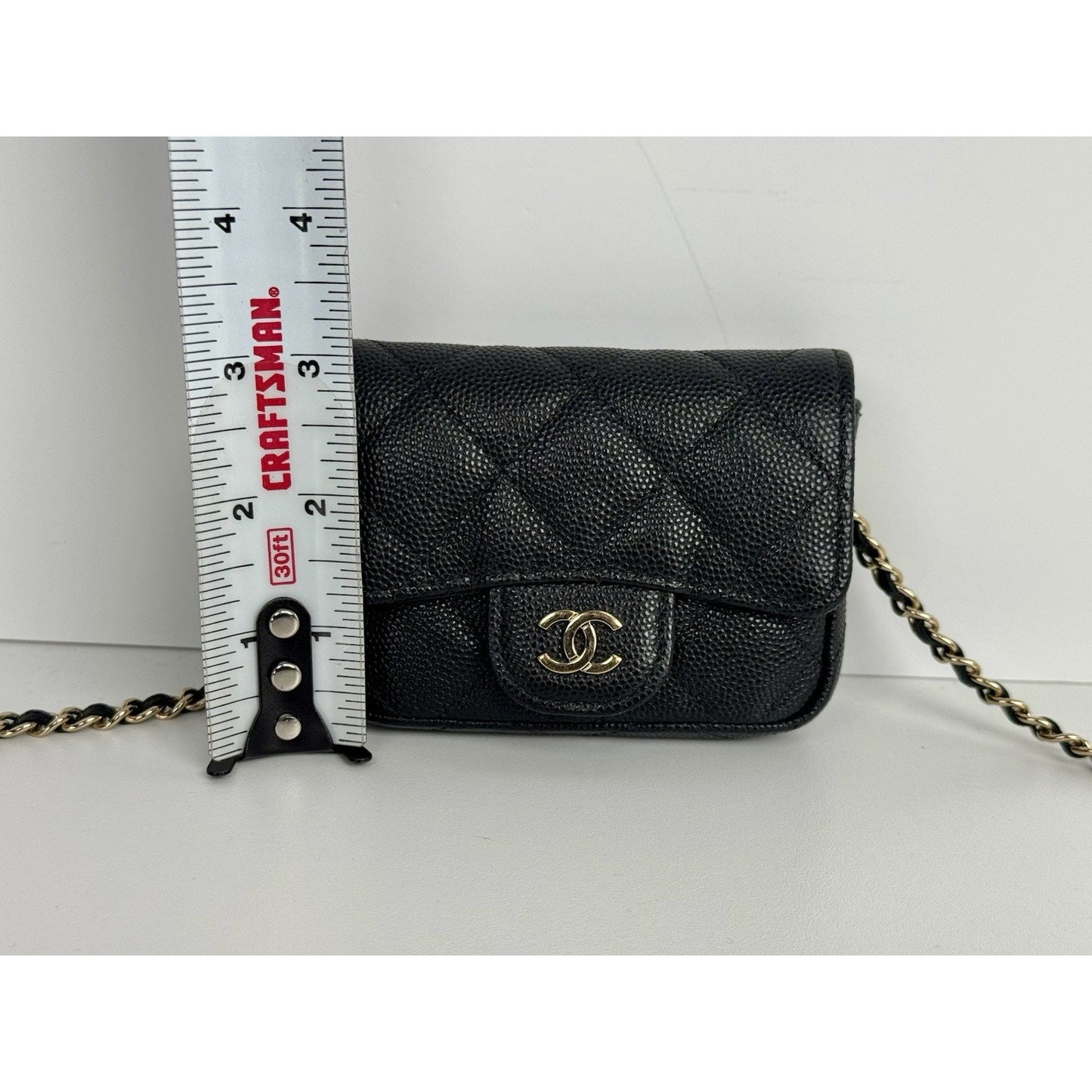 Chanel Classic Flap Chain Belt Bag Quilted Caviar Mini