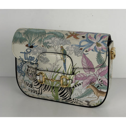 Gucci Horsebit 1955 Small Bag Multi-Colored Tiger & Savanah Leather Print C5