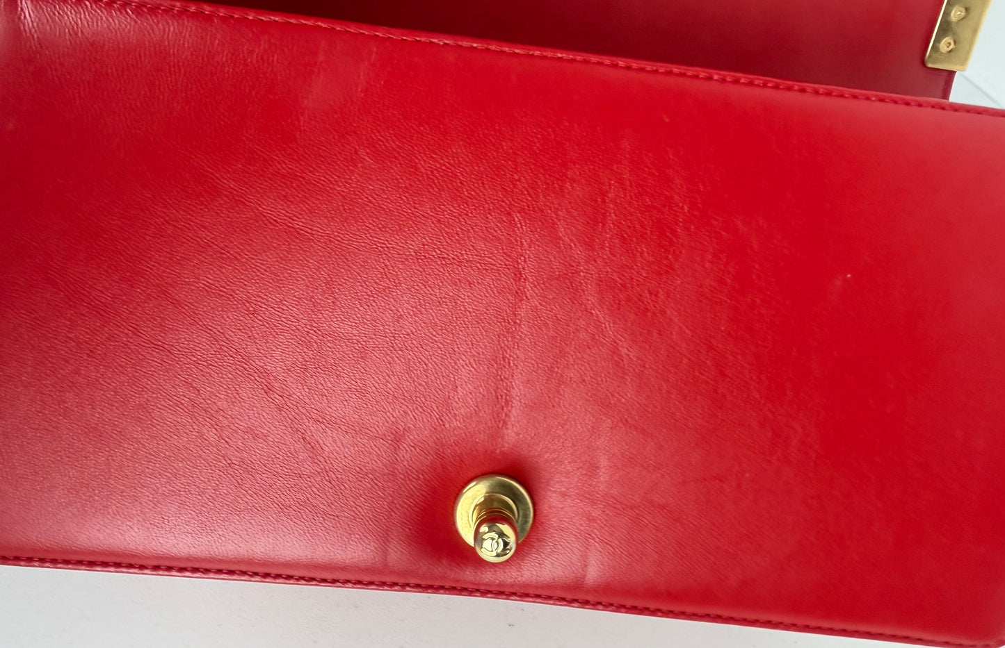 Chanel Boy Bag Medium in Red Lambskin Leather Gold Hardware 2015-2016 YE-8