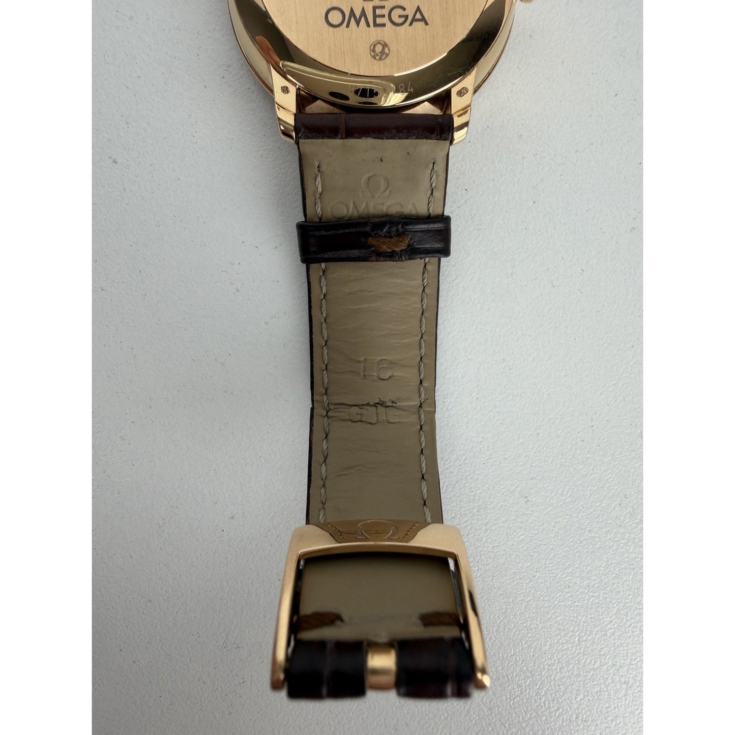 OMEGA De Ville Prestige Co-Axial Watch Diamond Bezel MOP Dial 18k 33mm