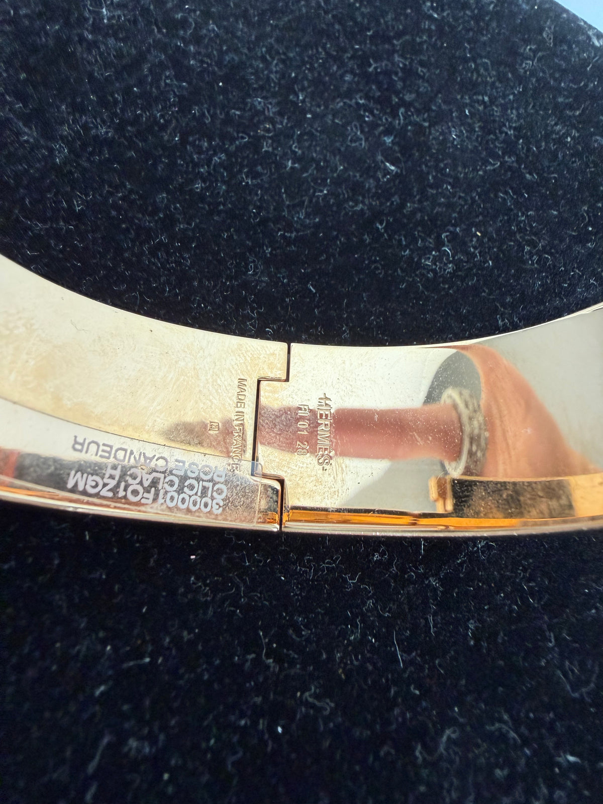 Hermes Clic Clac H Bracelet "H" Toggle Clasp in Rose Enamel & Gold  K3