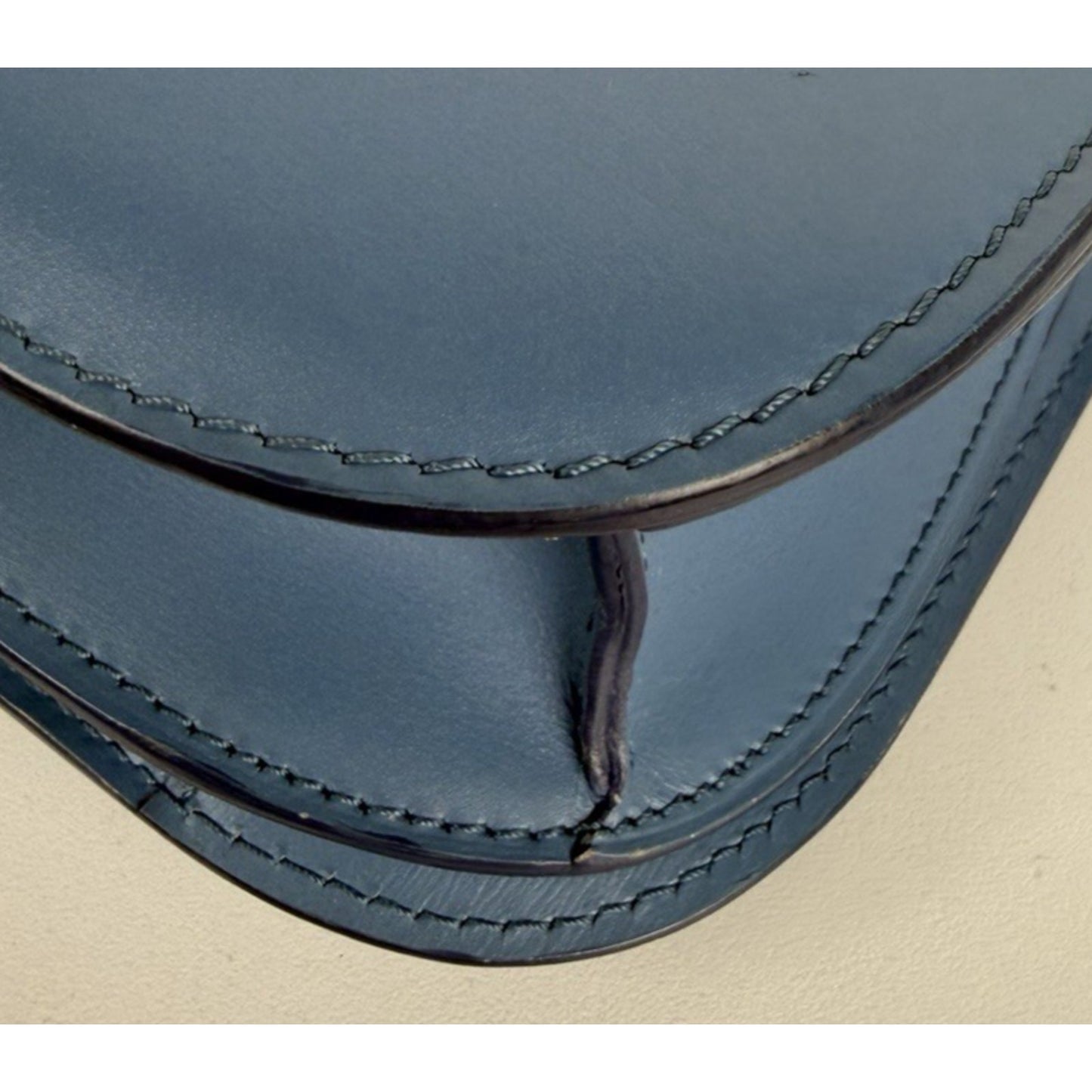Celine Classic Box Flap Medium Bag in Blue Liege Calfskin Leather S