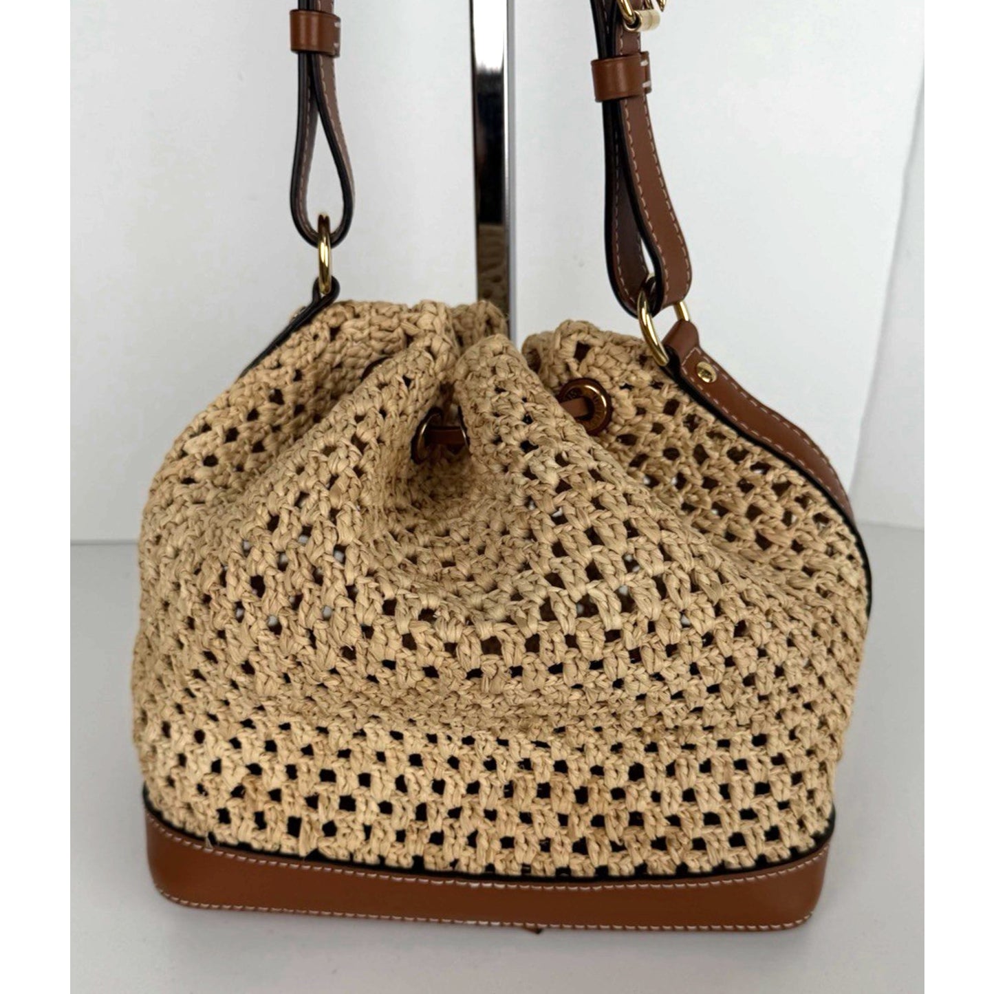 Louis Vuitton Noe BB Bag in Natural Woven Raffia with Leather Trim E-8