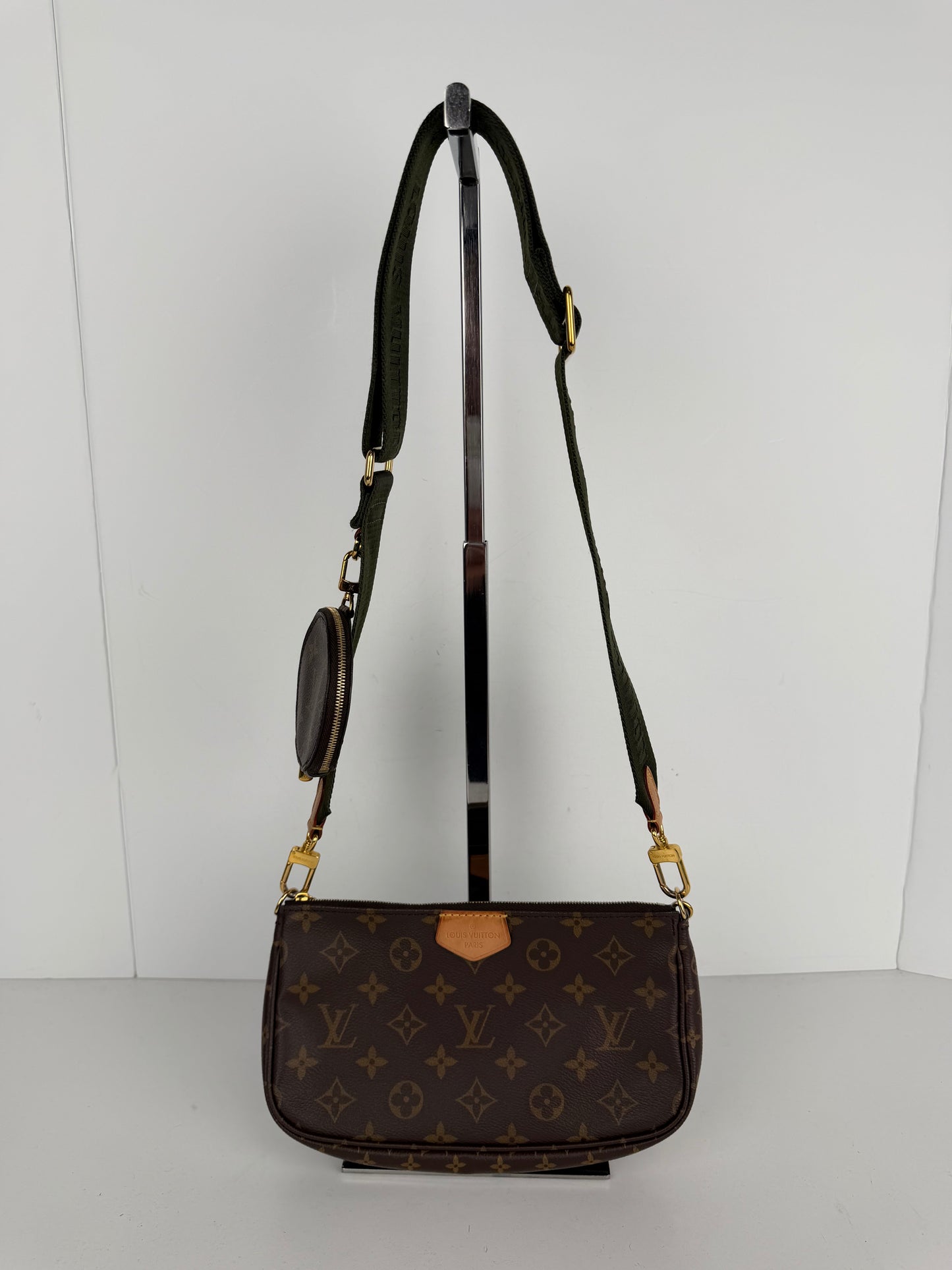 Louis Vuitton Multi Pochette Bag in Khaki & Brown LV Monogram Coated Canvas NFC C-9