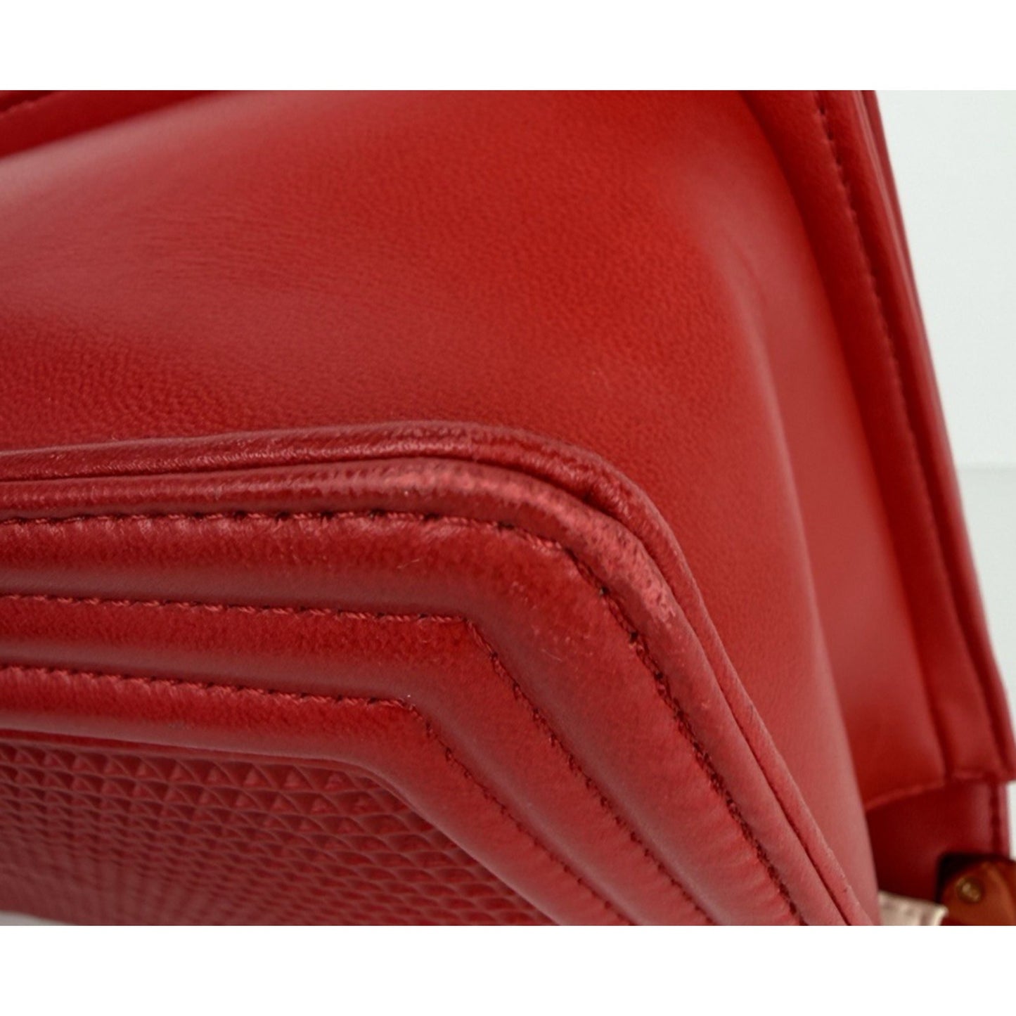 Chanel Cube Boy Flap Bag Medium in Red Embossed Lambskin Leather 2013-2014 B6