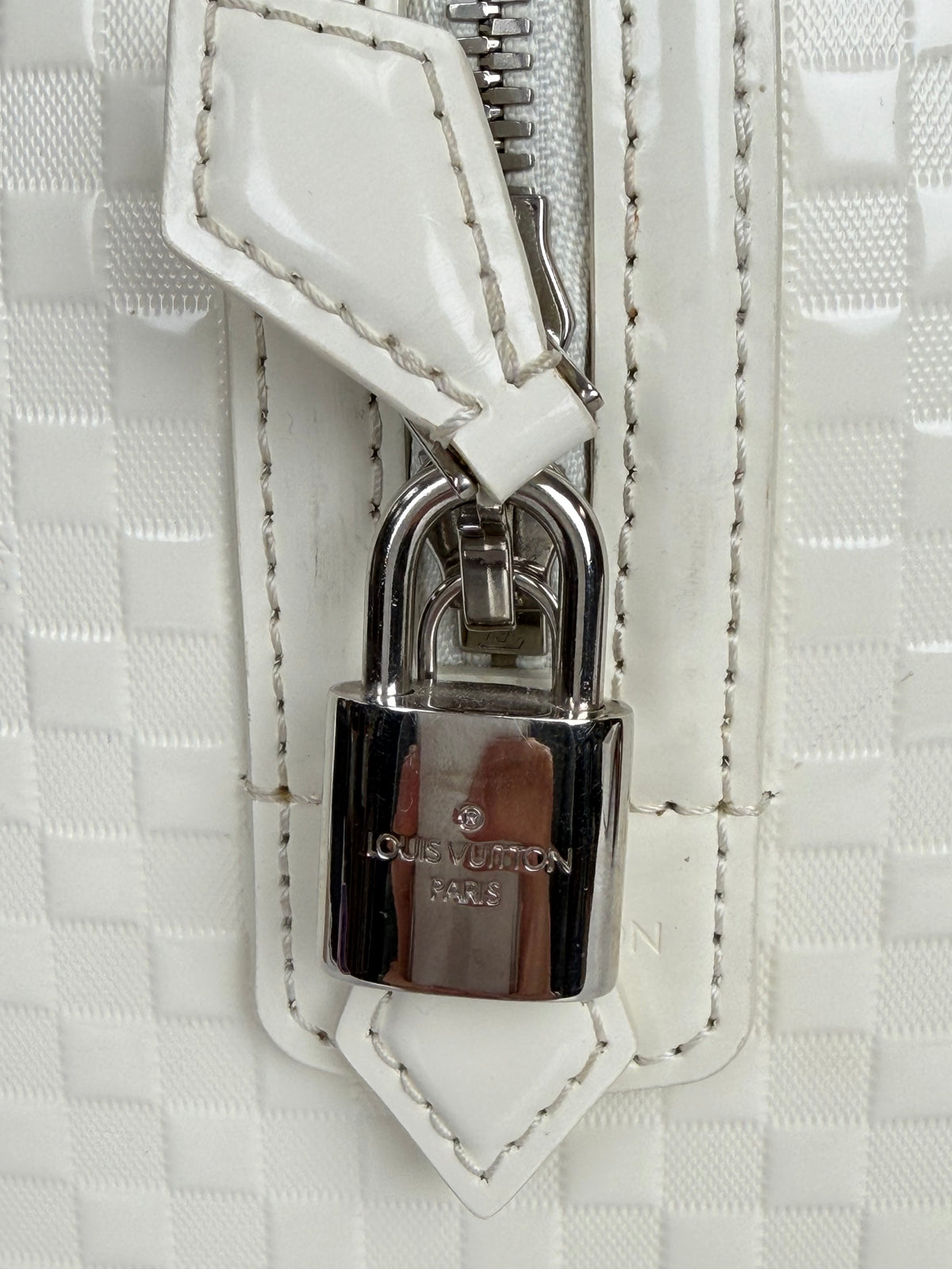 Louis Vuitton Speedy Cube MM Bag in White Damier Facette Patent Leather 2012 YC2