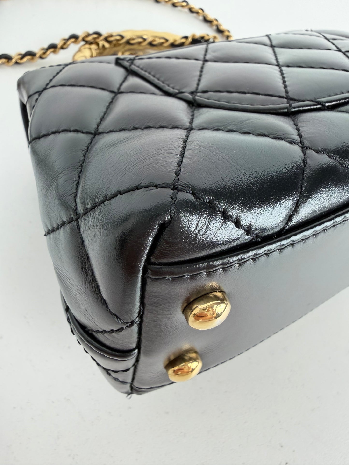 Chanel Coco Handle Bag Mini in Black Quilted Leather with Gold Hardware NFC YD-5
