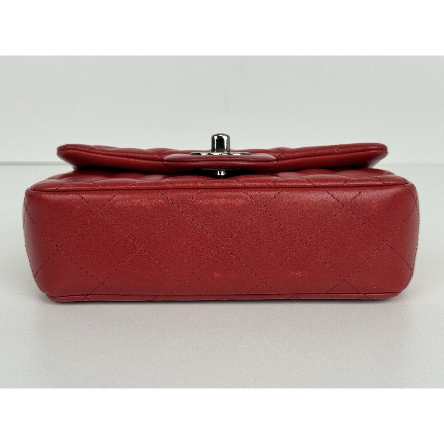 Chanel Classic Timeless Leather Crossbody Bag Red with Silver Hardware