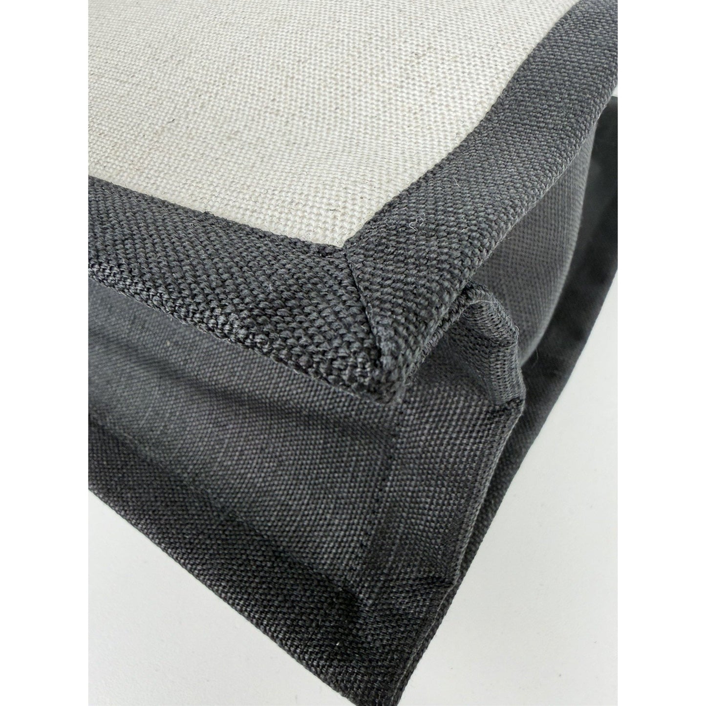 Saint Laurent Rive Gauche North/South Vertical Tote Bag White & Black Canvas S06