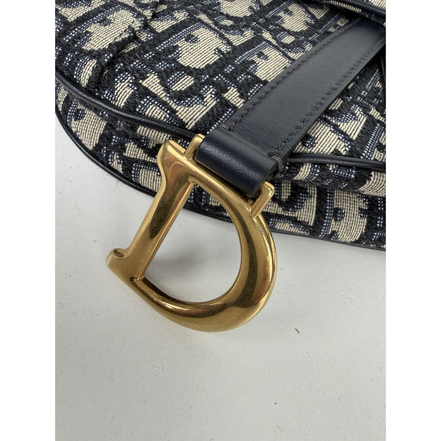 Dior Saddle Bag Mini in Blue Oblique Jacquard Canvas Gold-Tone Hardware 2018 C-9