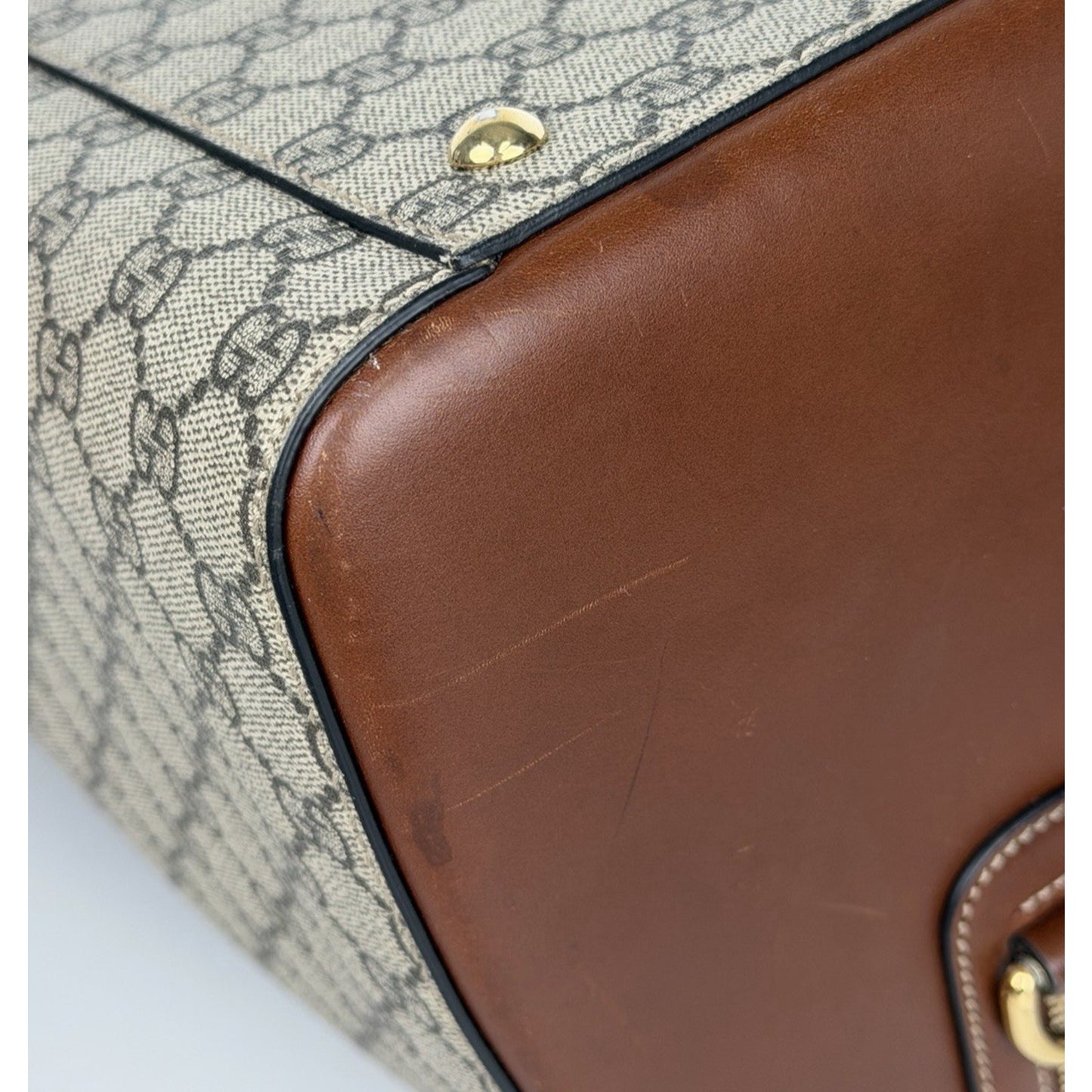 Gucci GG Supreme Canvas Boston Bag Medium Monogram Canvas and Leather Trim C1