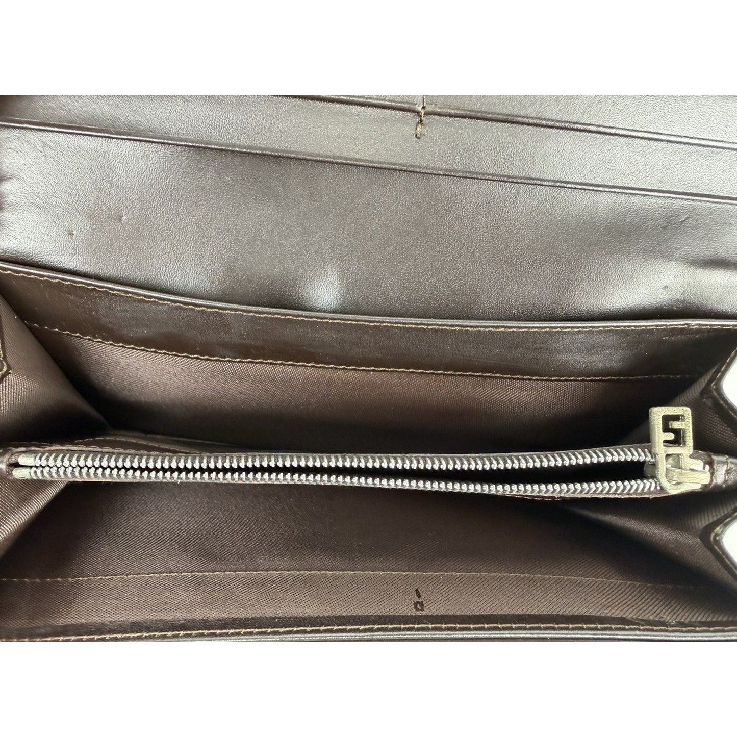 Fendi Zucca Long Vintage Wallet in Brown FF Monogram Canvas with Leather Trim K2